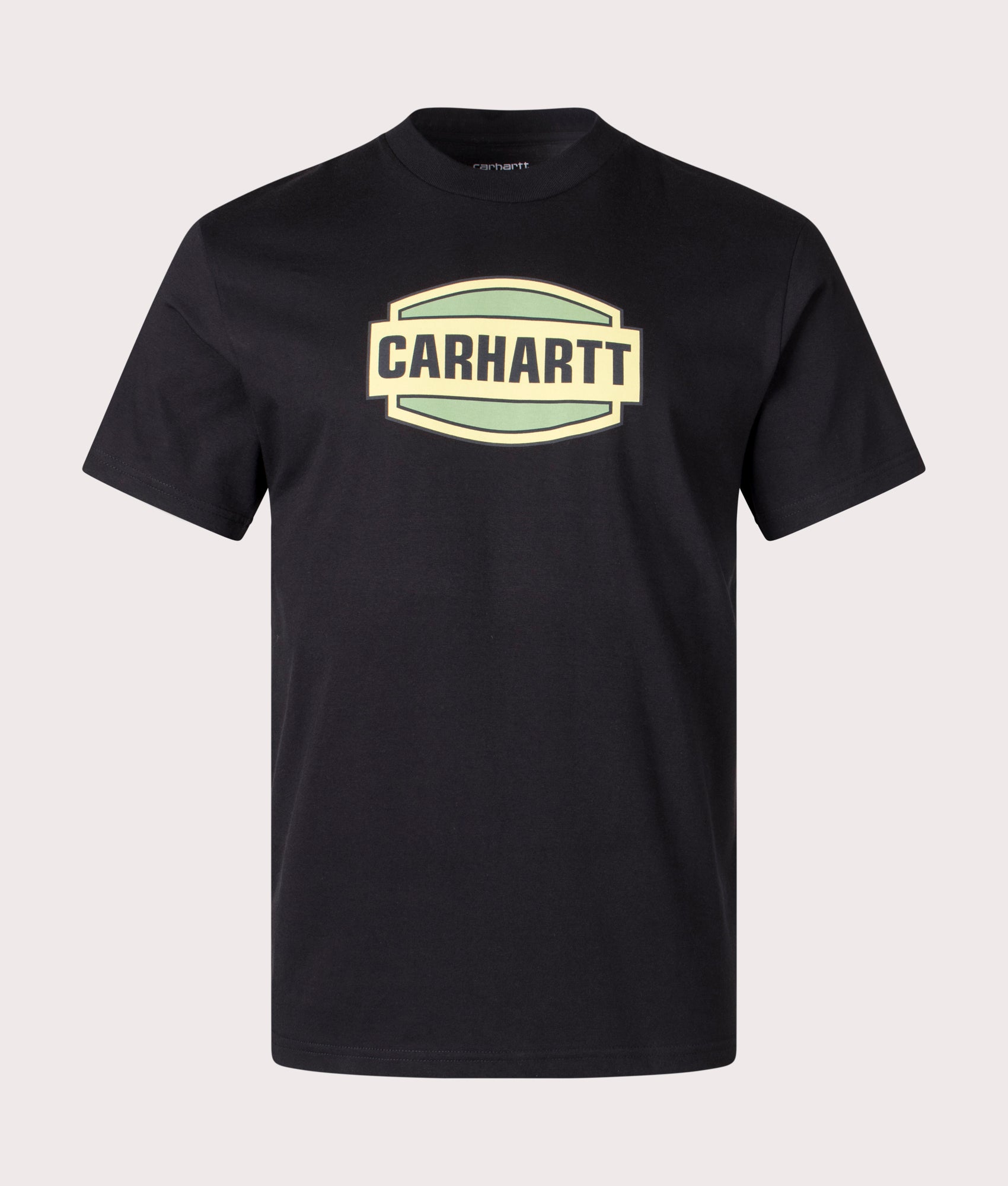 Press Script T-Shirt in Black by Carhartt WIP. EQVVS Front Angle Shot.