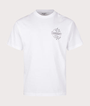 Relaxed Fit Ablaze T-Shirt in White by Carhartt WIP. EQVVS Front Angle Shot.