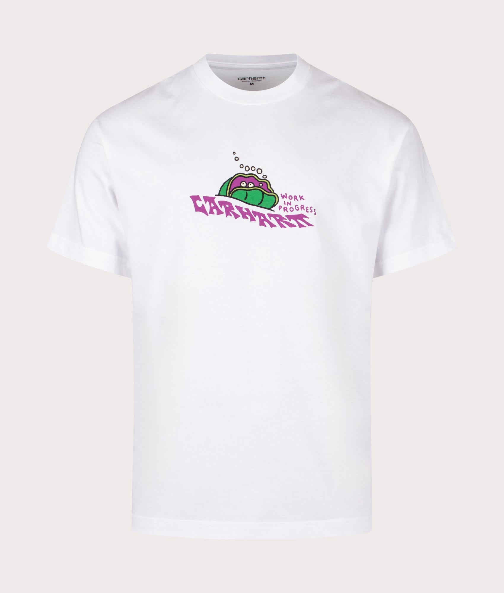 Relaxed Fit Clam T-Shirt in White by Carhartt WIP. EQVVS Front Angle Shot.