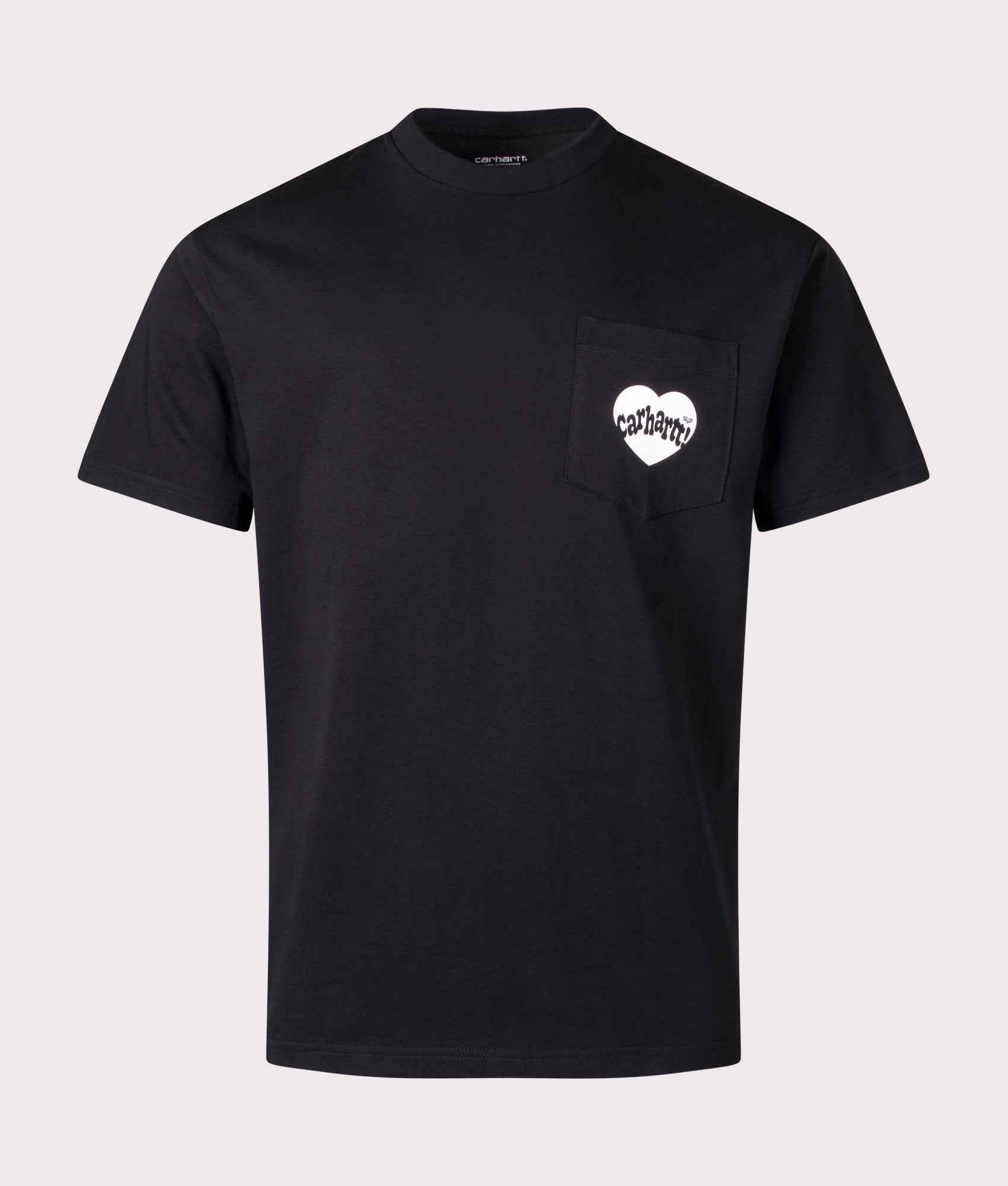 Relaxed Fit Amour Pocket T-Shirt in Black by Carhartt WIP. EQVVS Front Angle Shot.
