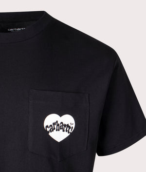 Relaxed Fit Amour Pocket T-Shirt in Black by Carhartt WIP. EQVVS Detail Shot.