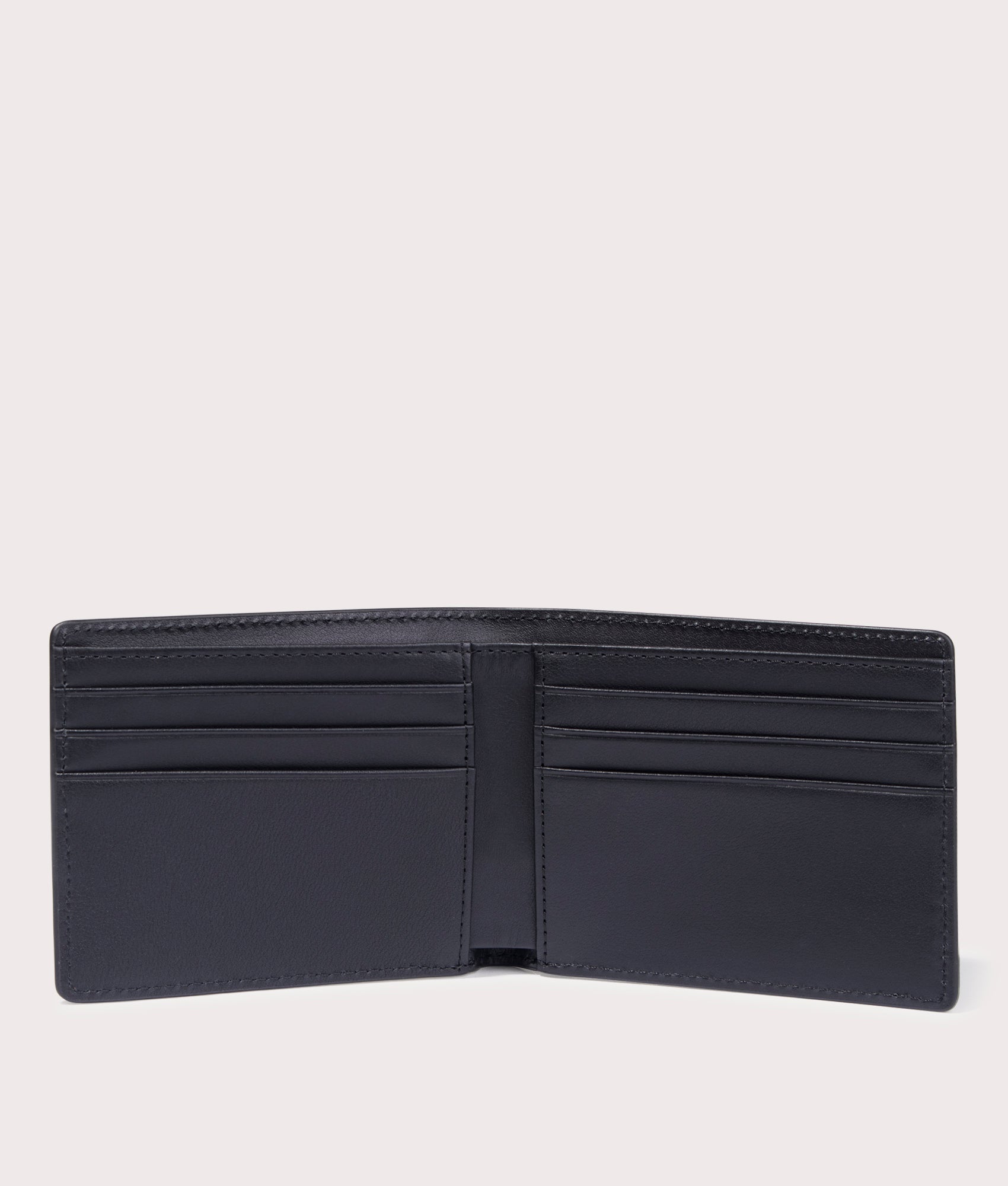 Carhartt WIP Vegas Billfold Wallet in black with silver branding at EQVVS open Shot
