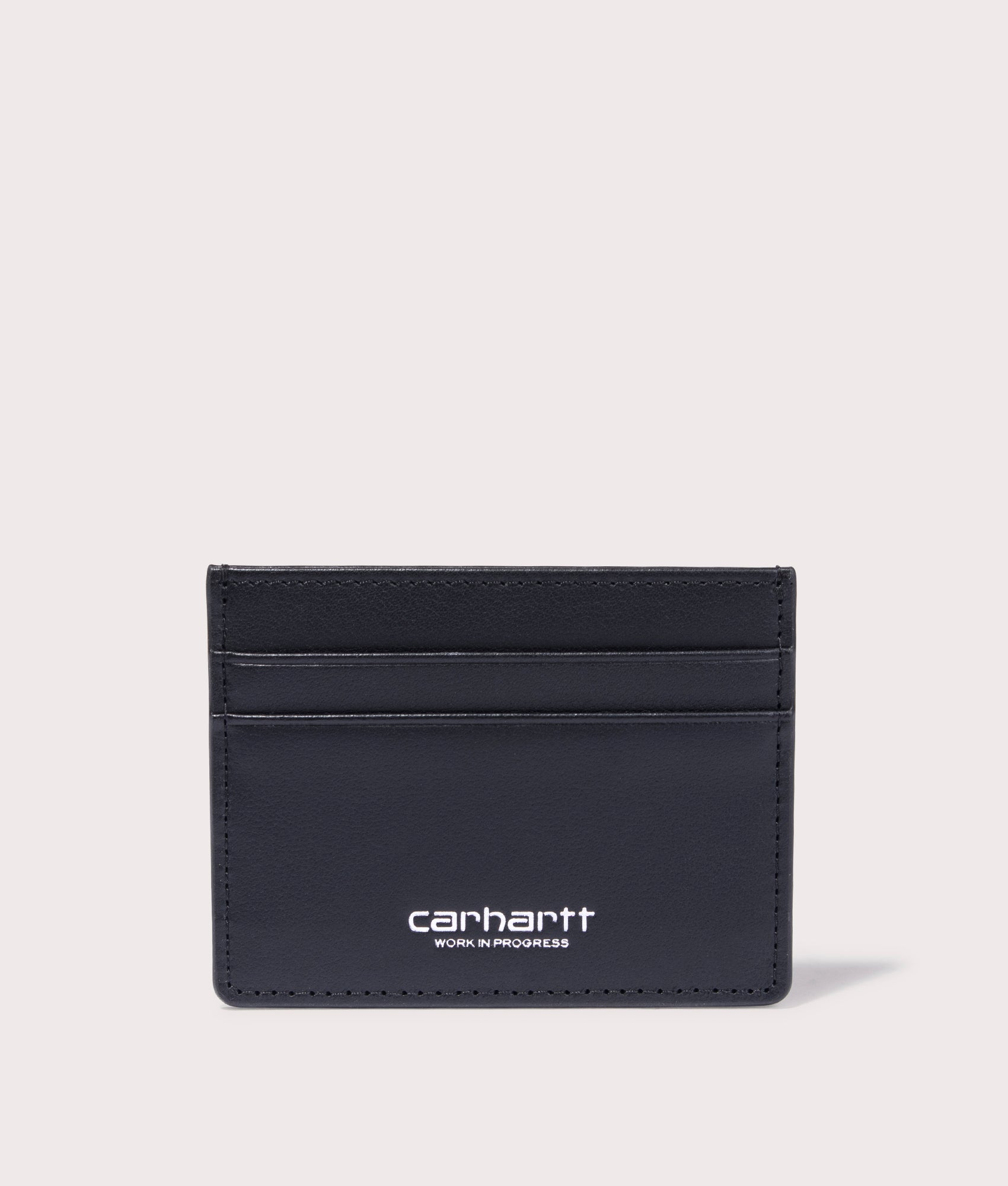 Carhartt WIP Vegas Cardholder in Black with Silver branding at EQVVS front shot