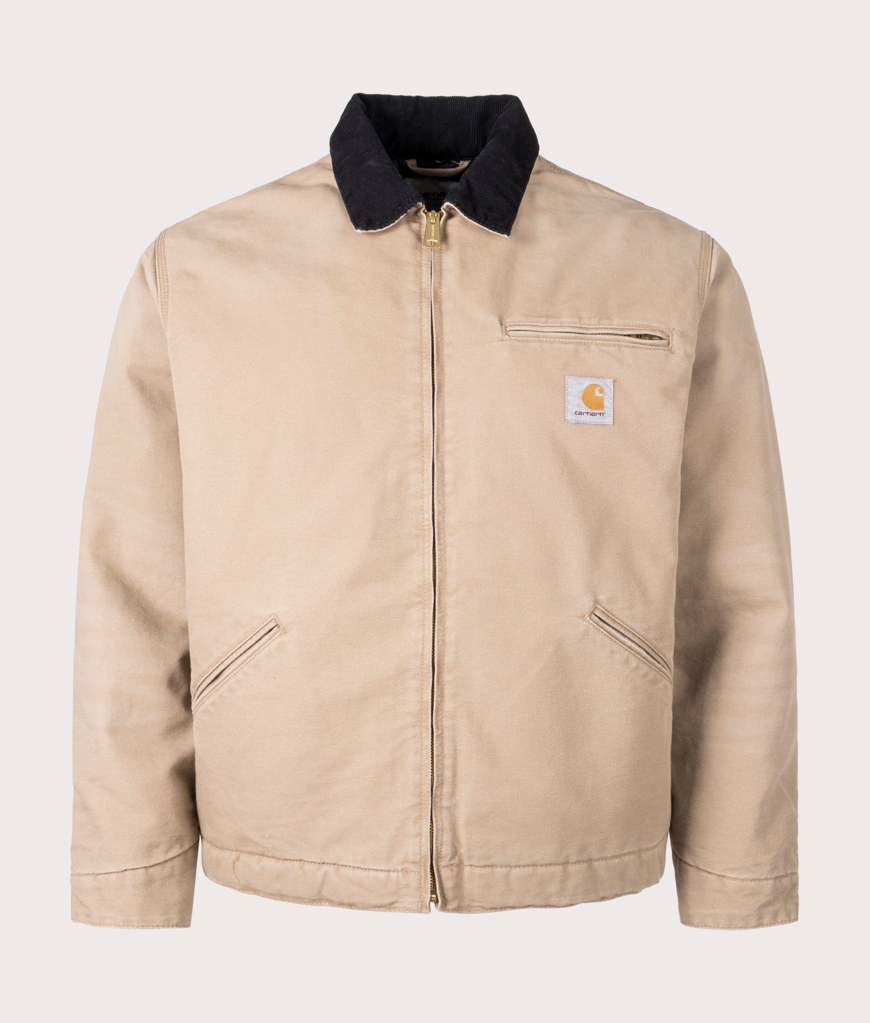 Carhartt WIP Relaxed Fit OG Detroit Jacket in Peanut/Black at EQVVS menswear front shot