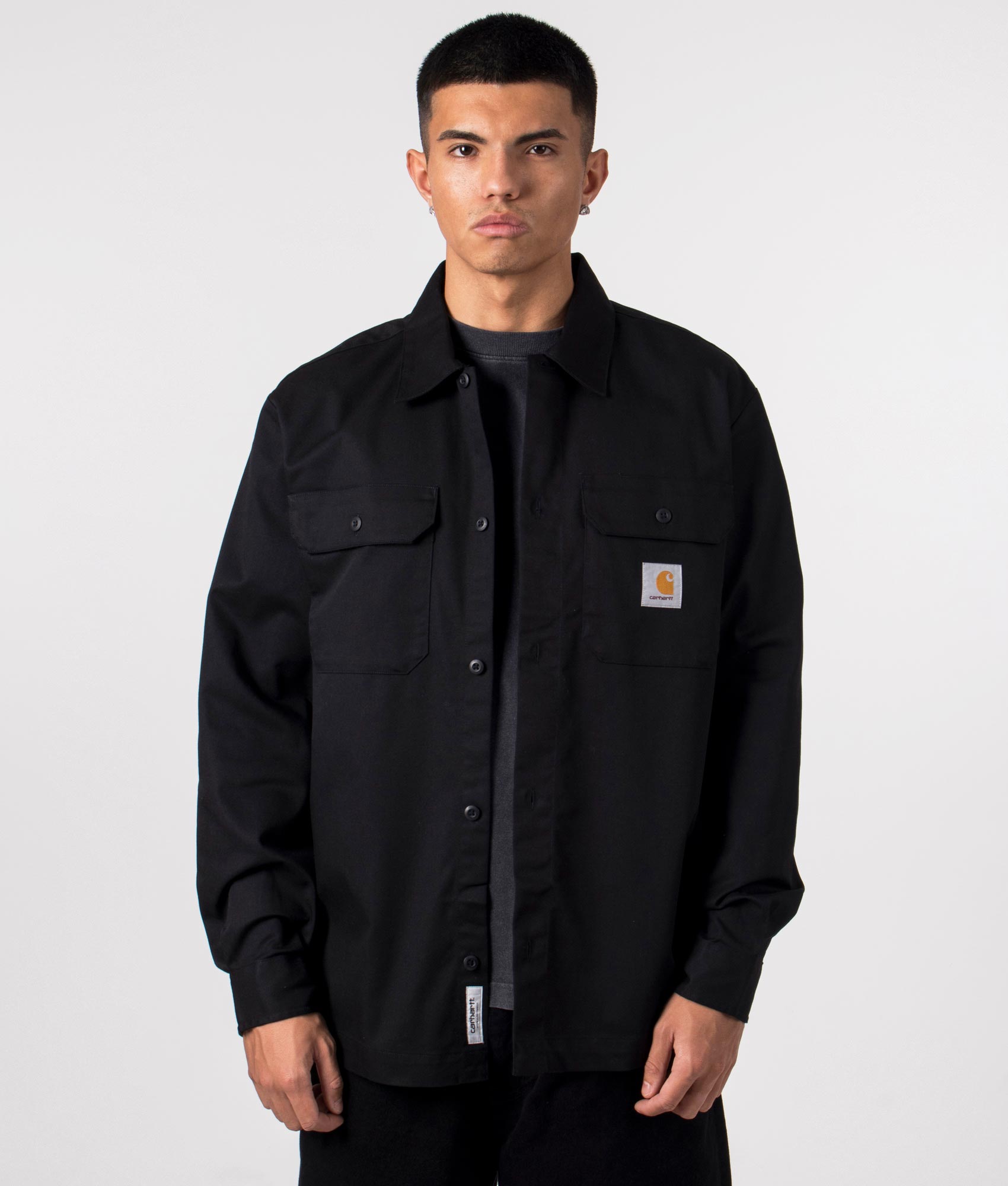 Black Craft Shirt by Carhartt WIP. Shot at EQVVS, front shot 2. 