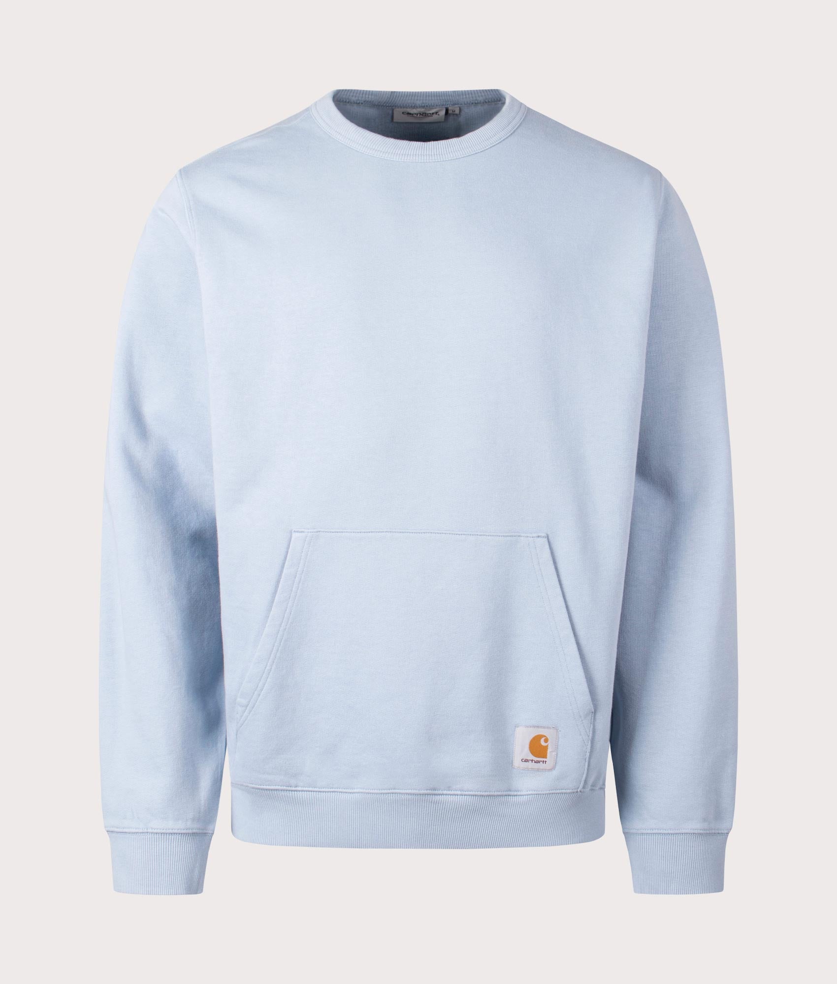 Carhartt WIP Oversized Billy Sweatshirt in Misty Sky. Front angle shot at EQVVS.