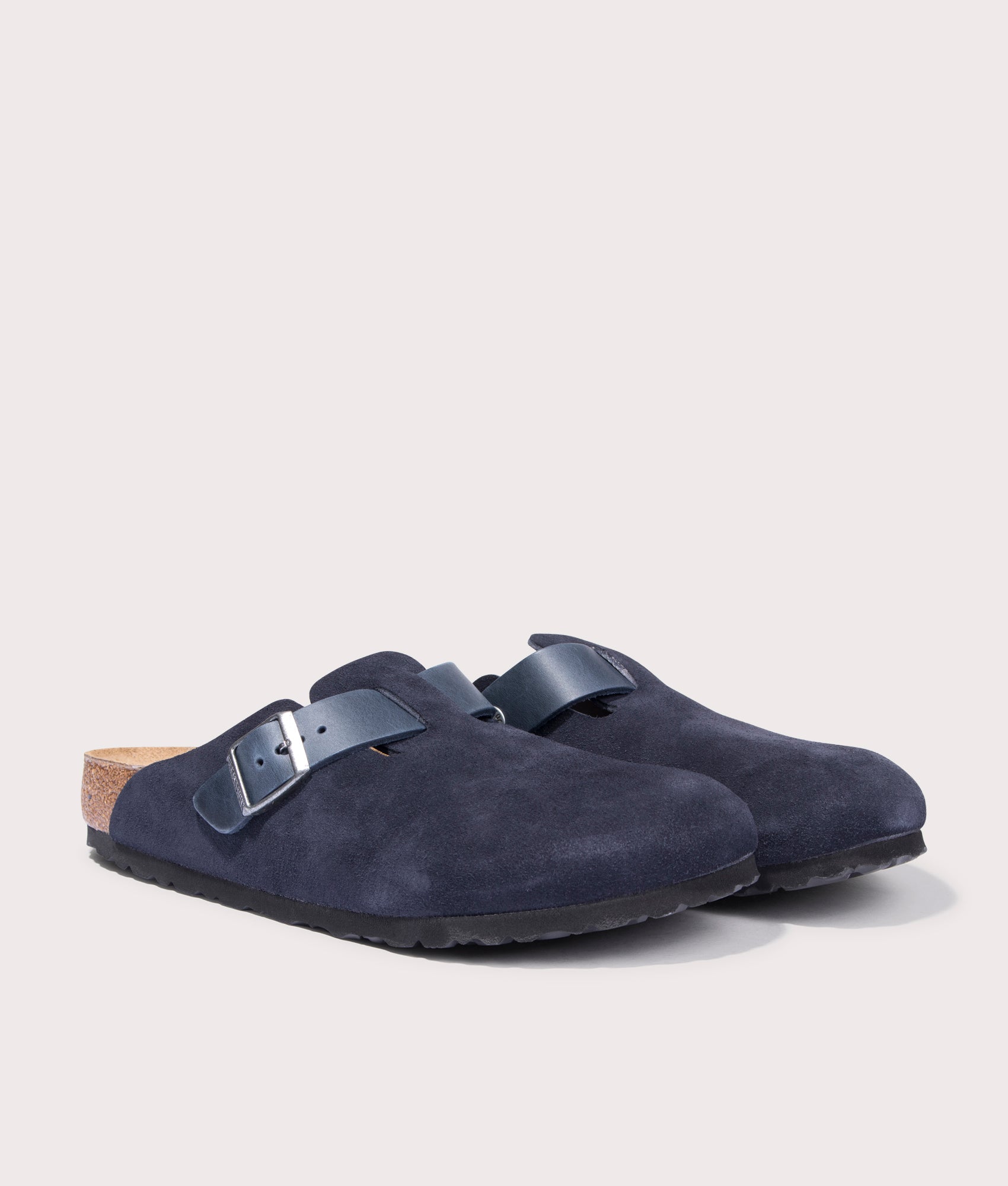 Boston Mixed Leather Clogs in Midnight by Birkenstock. EQVVS Menswear Side Pair Shot. 