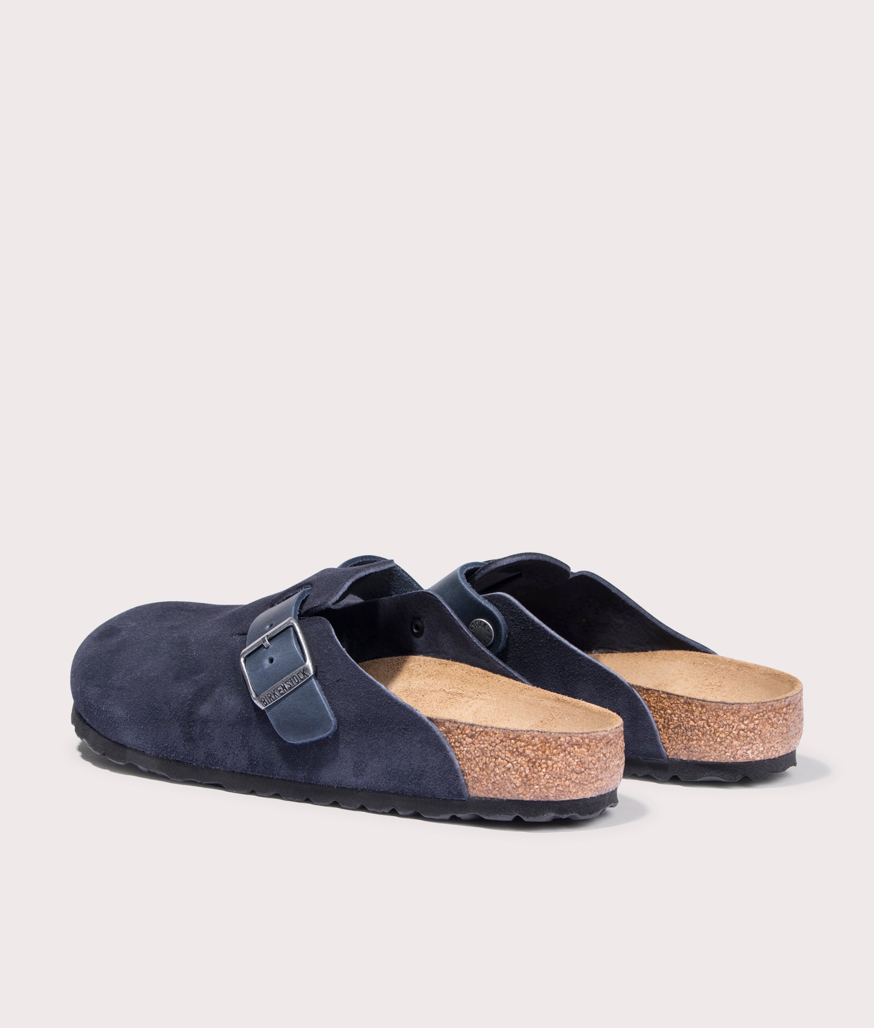 Boston Mixed Leather Clogs in Midnight by Birkenstock. EQVVS Menswear Back Pair Shot. 