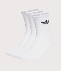 3 Pack Trefoil Cushion Crew Socks: IJ5616 White 