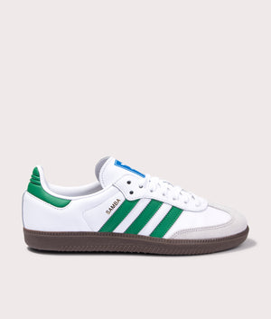 adidas Originals Samba OG Trainers in White Green EQVVS Menswear