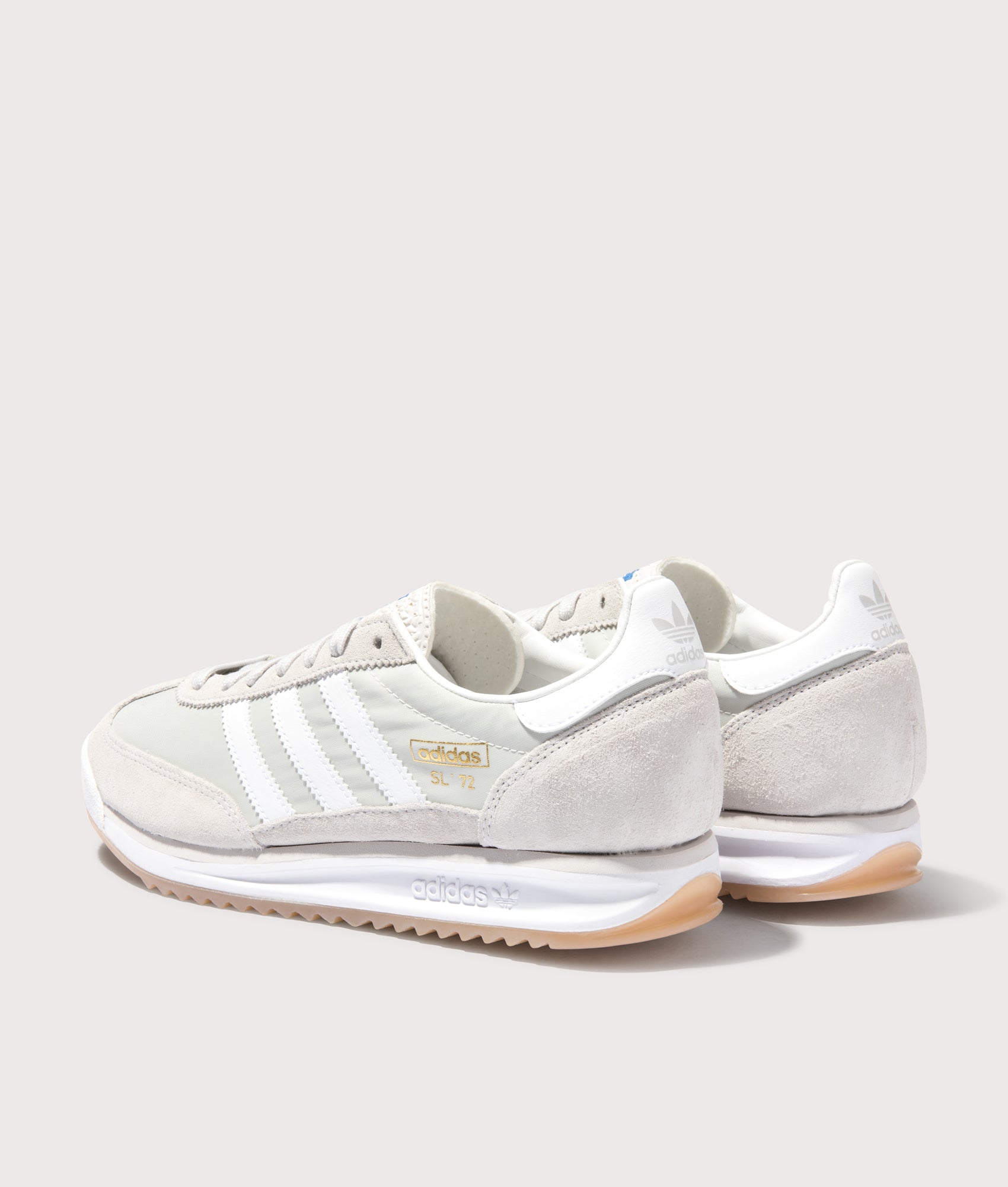 adidas Originals SL 72 R's Trainers in Grey One/Cloud White/Crystal White. Shot at EQVVS.  Back shot. 