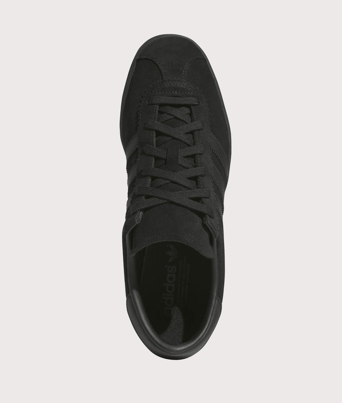 adidas Originals Stadt Trainers  in the Core Black, Core Black and Carbon at EQVVS Menswear. Top shot.