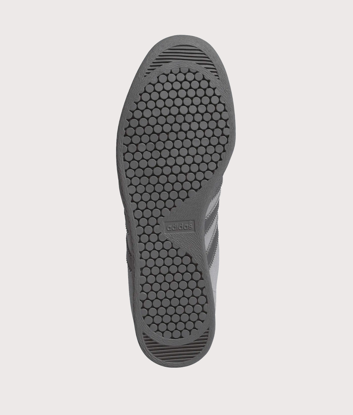 adidas Originals Stadt Trainers in Grey Three, Grey Five and Gold Metallic at EQVVS Menswear. Tread shot.