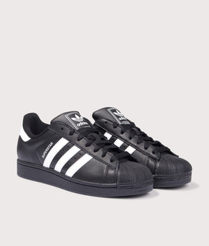 Superstar II Trainers in Core Black/Cloud White/Core Black.  | BOSS | Shot at EQVVS | Front angle shot 
