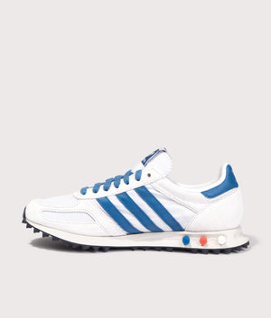 Adidas Originals LA Trainers in Off White, Dark Marine and Crystal White at EQVVS Menswear. Second size shot.