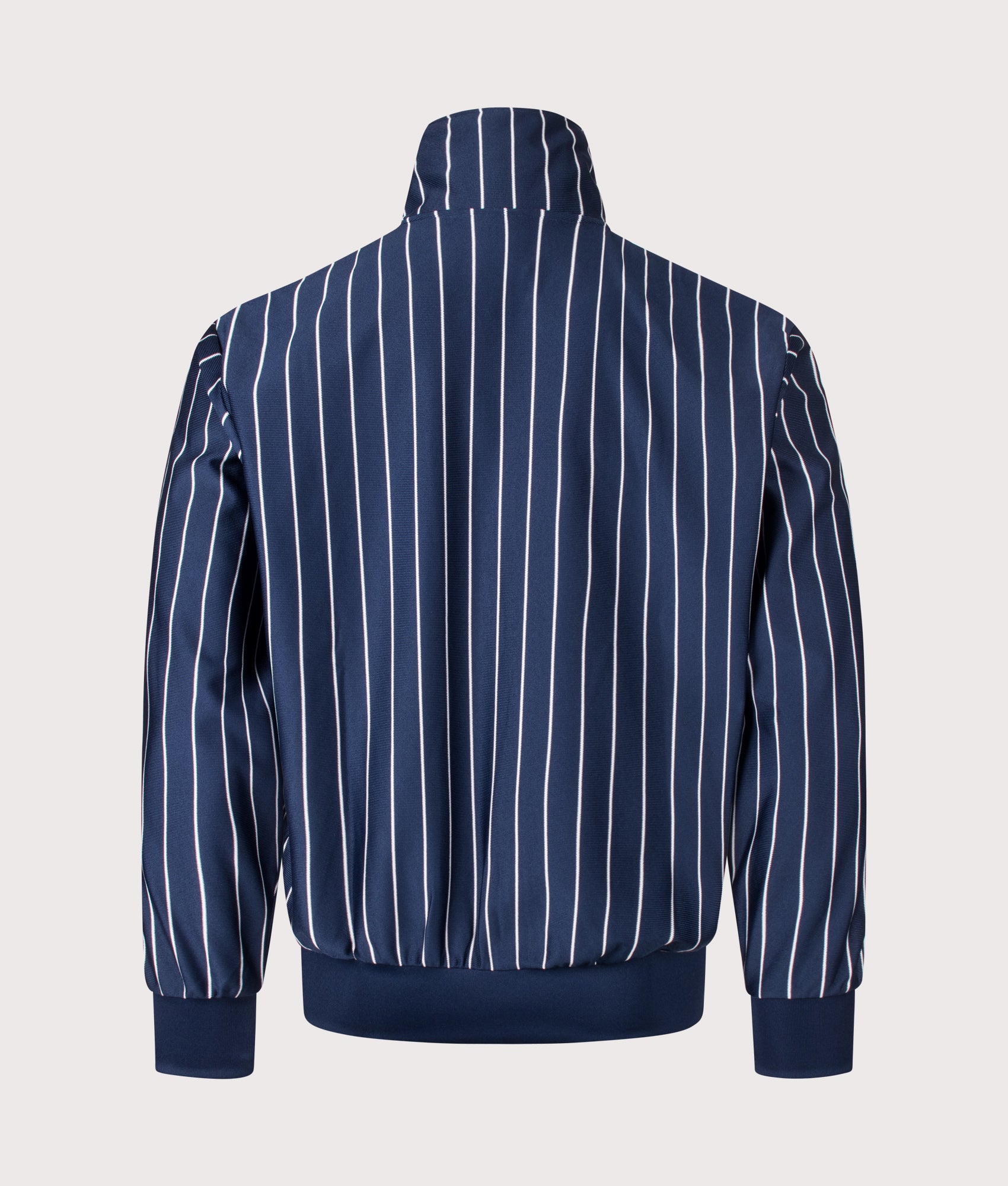 adidas Originals Loose Fit Firebird Pinstripe Track Top in Night Indigo at EQVVS Menswear. Back shot.