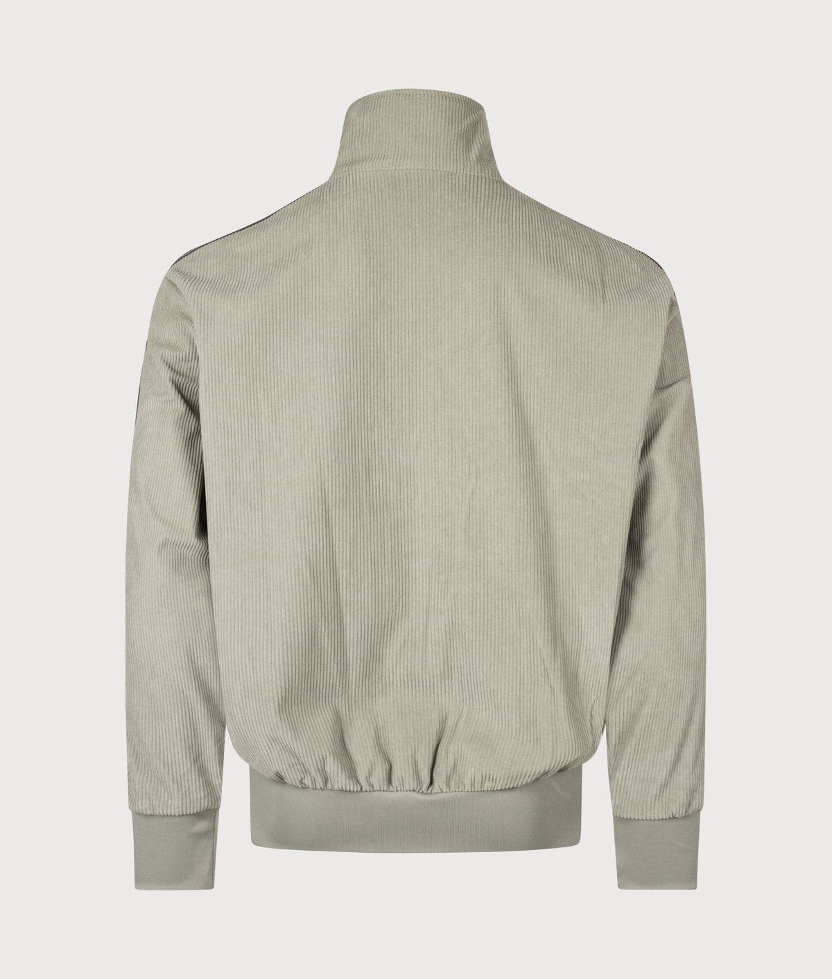 adidas Originals Loose Fit Firebird Corduroy Track Top in Silver Pebble at EQVVS Menswear. Back shot.