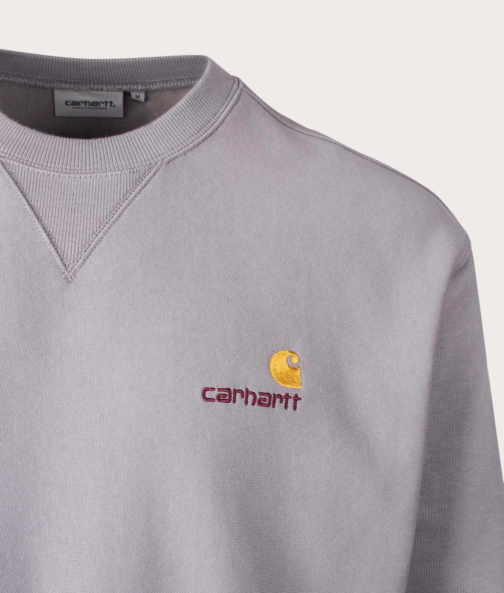 Carhartt WIP American Script Sweatshirt in Yosemite at EQVVS Menswear Detail Shot