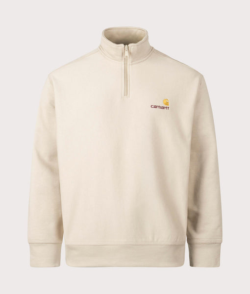 Carhartt WIP Half Zip American Script Sweatshirt Beige