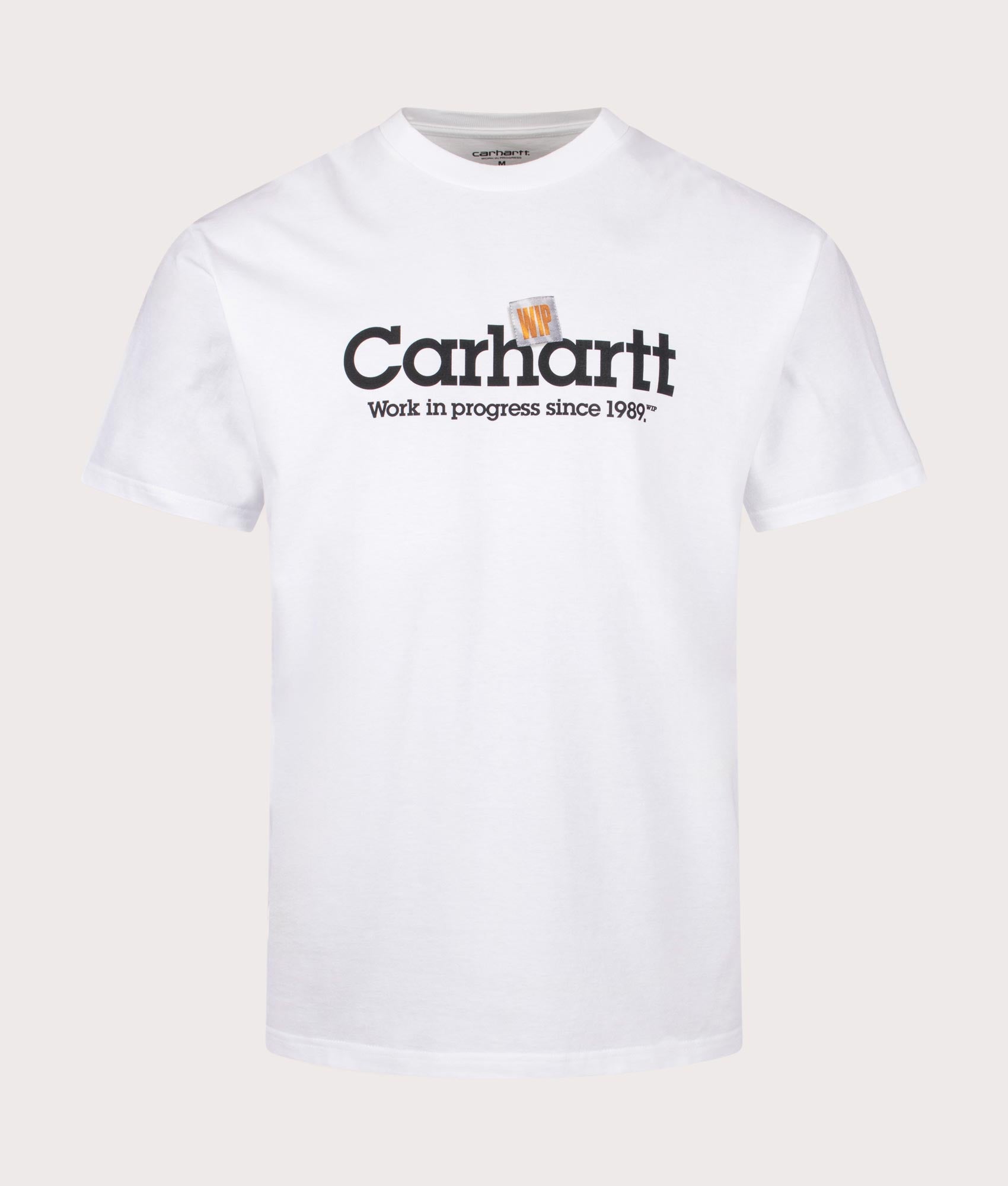 Carhartt WIP Relaxed Fit Label Script T-Shirt in White at EQVVS Menswear Front Shot