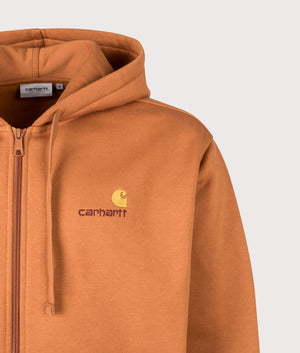 Relaxed Fit American Script Jacket in Sienna | Carhartt WIP | EQVVS | Front detail shot 