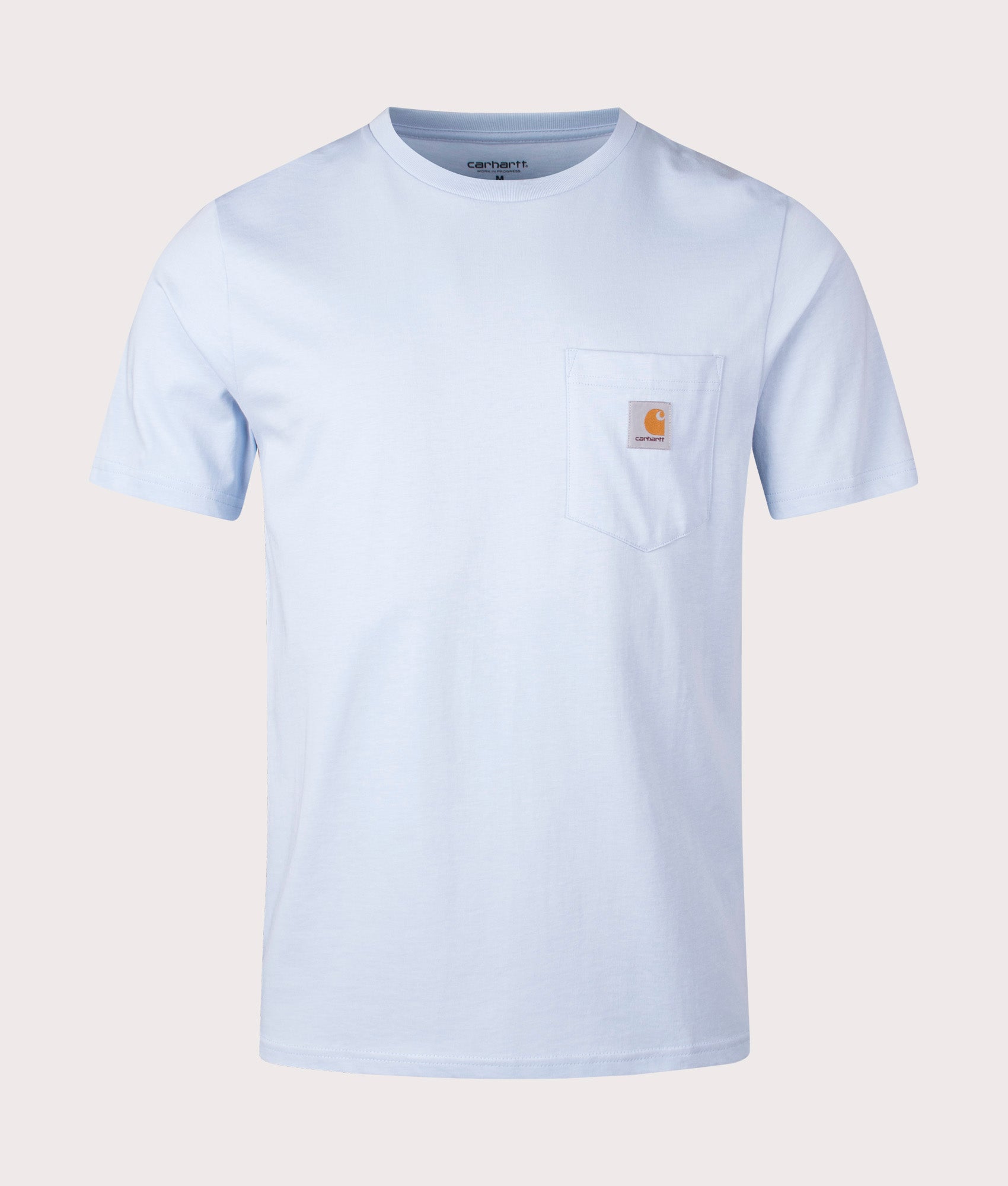 Carhartt WIP Pocket T-Shirt in Air Sky Blue at EQVVS. Front Shot.