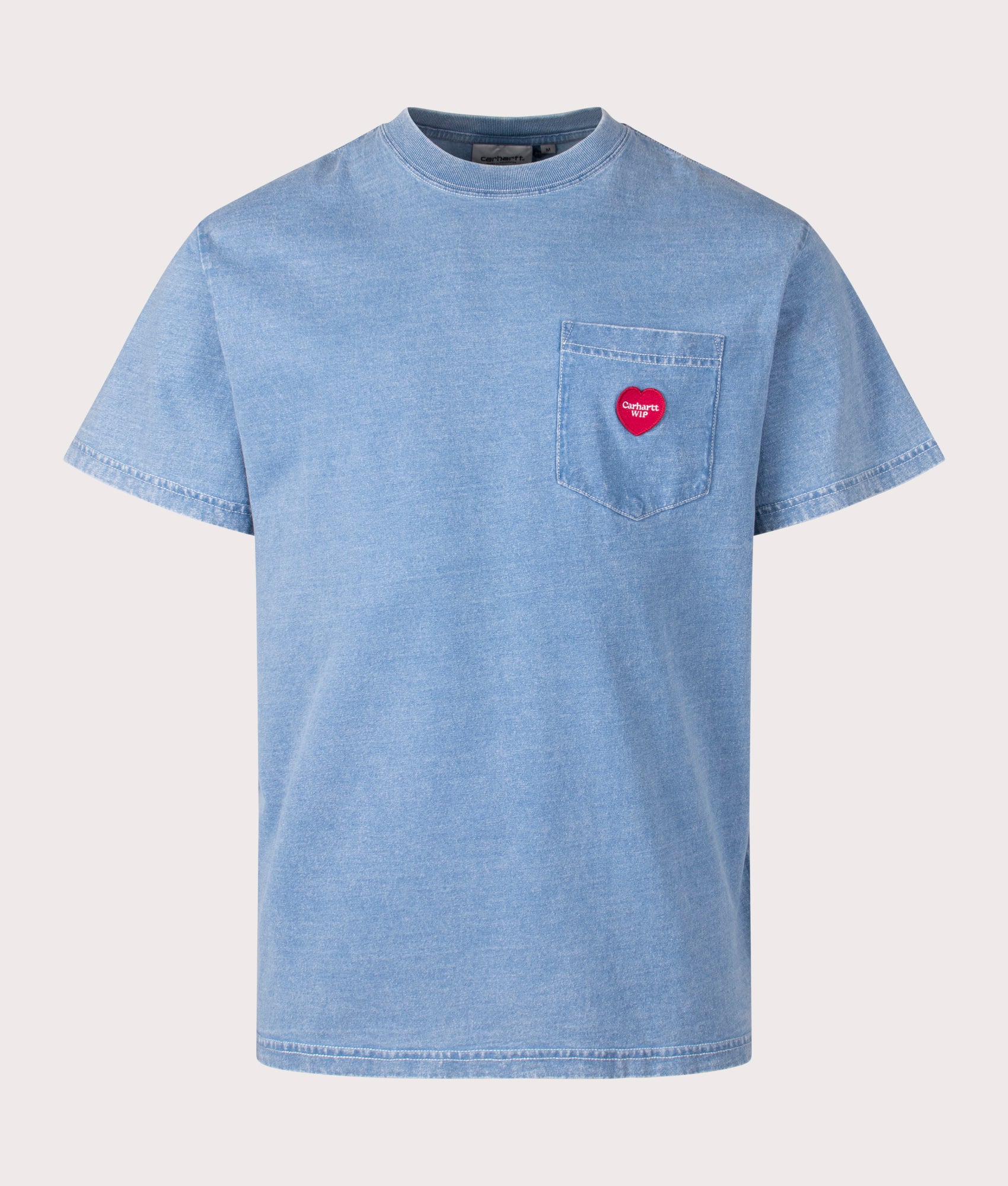 Carhartt WIP Relaxed Fit Ingo Pocket T-Shirt in Light Blue, 100% Cotton. Front shot. 