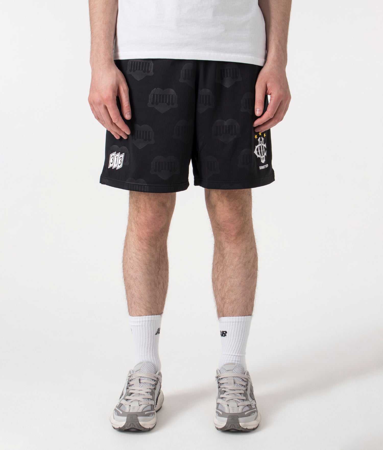 Carhartt WIP Relaxed Hartt Football Shorts in Black | EQVVS Menswear