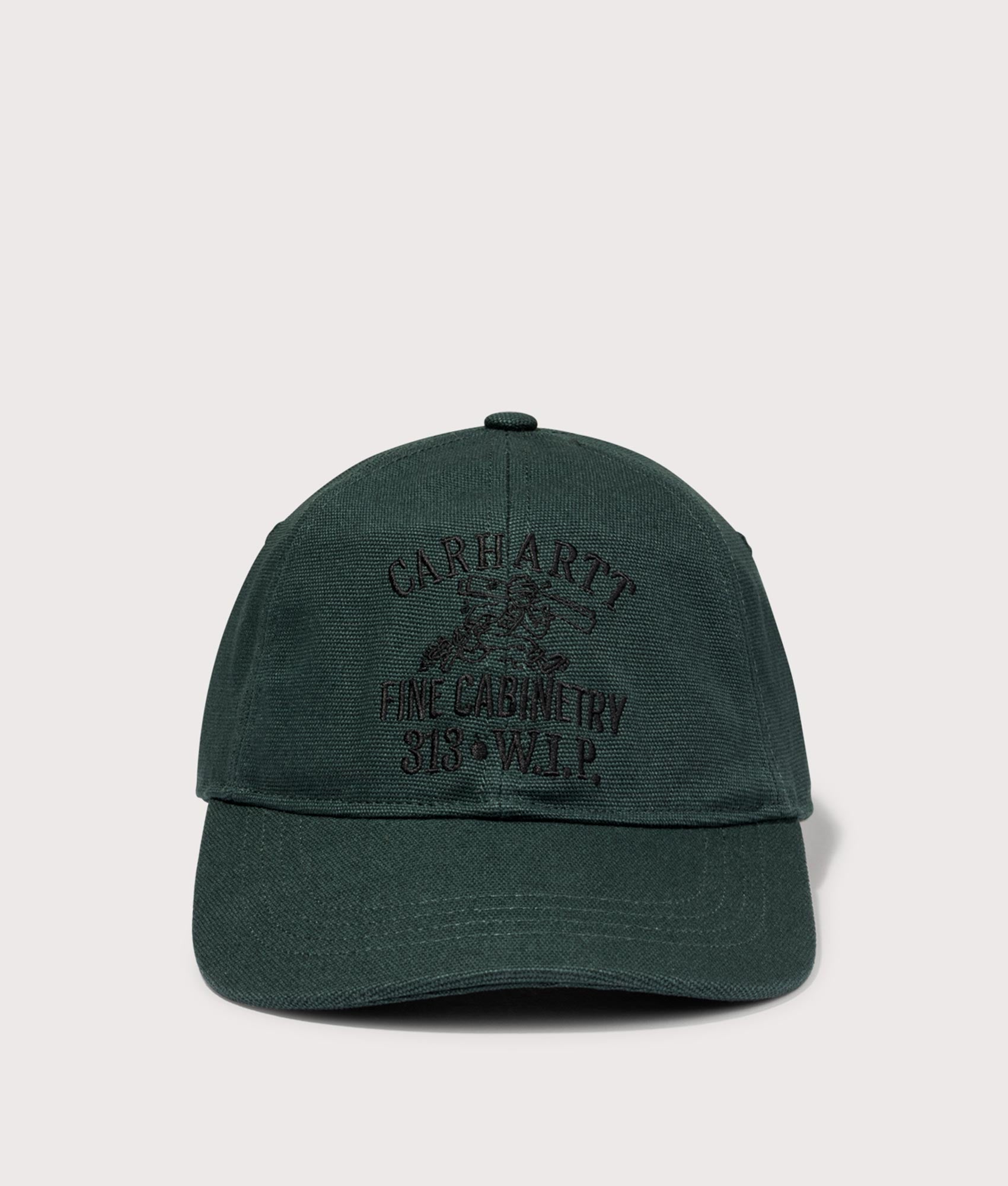 Carhartt WIP Cabinetry Cap in Conifer/Black. 100% Cotton | Carhartt WIP | EQVVS | Front shot 