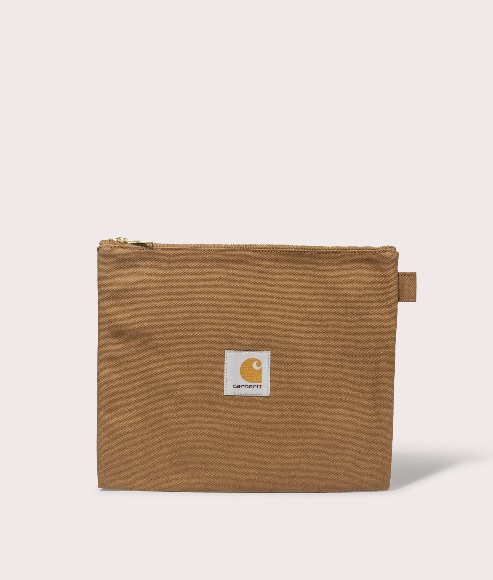 Carhartt WIP Canvas Pouch Set in Hamilton Brown. Shot at EQVVS.  Pouch 1 front shot 