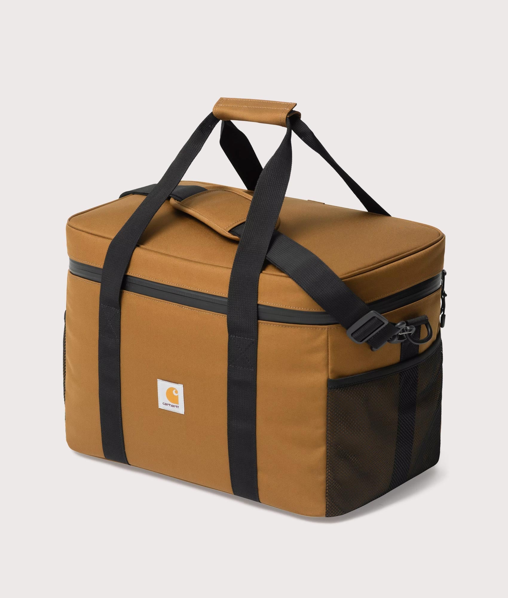 Carhartt WIP Cooler Bag in Hamilton Brown at EQVVS Menswear. Front shot.