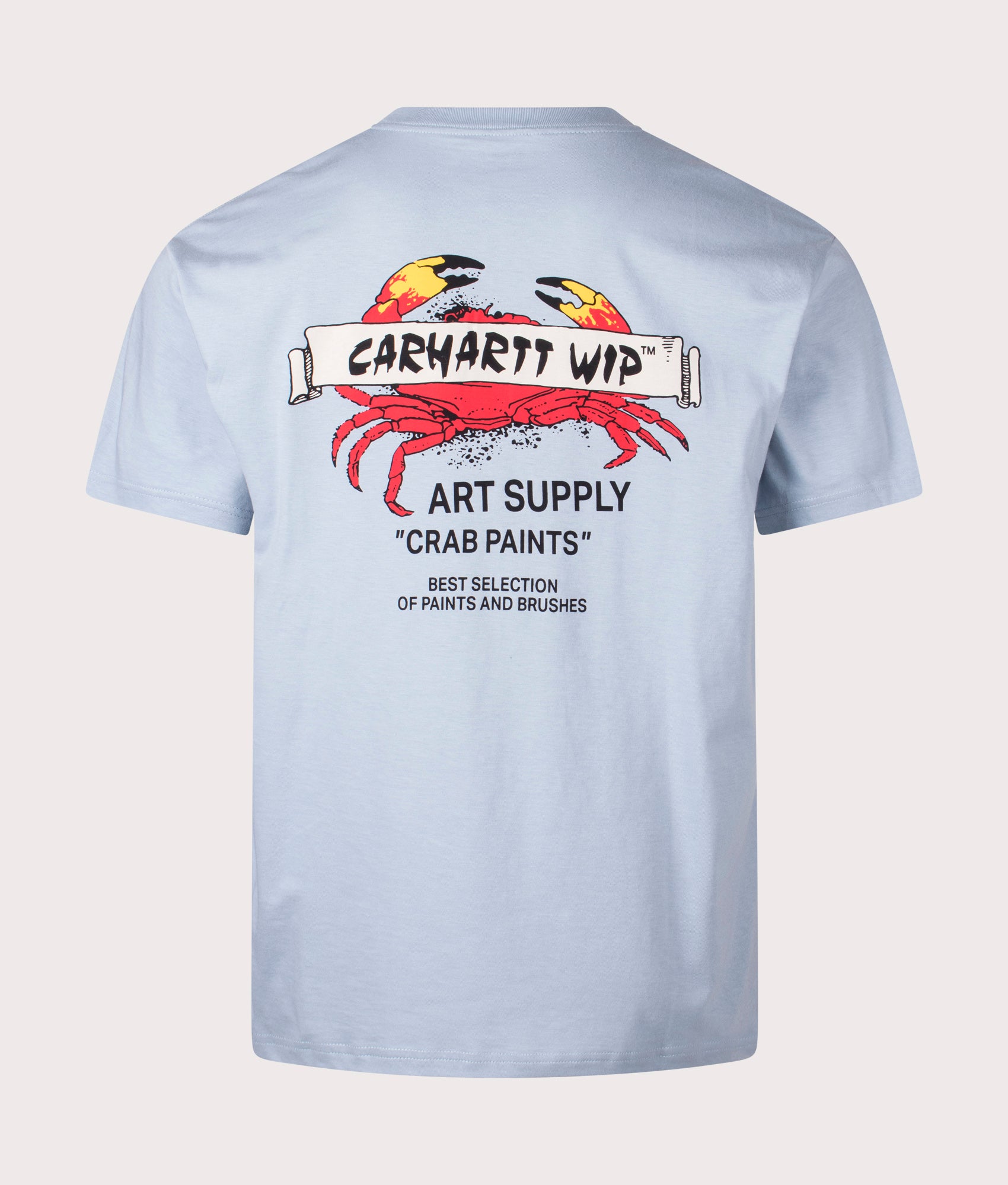 Carhartt WIP Relaxed Fit Crab Paint T-Shirt in Frosted Blue, 100% Cotton at EQVVS. Back shot. 