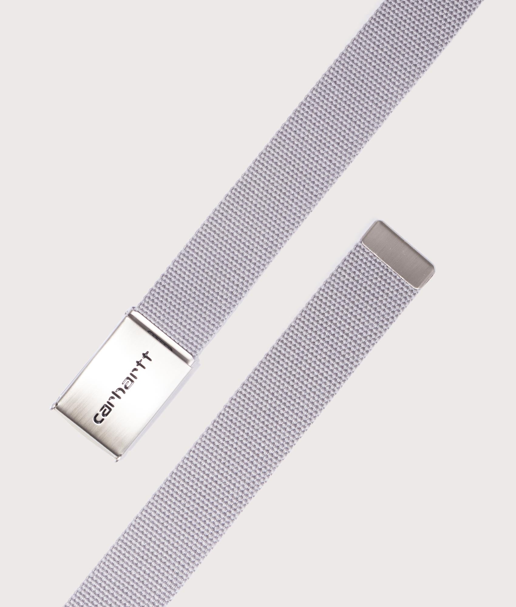 Carhartt WIP Chrome Clip Belt in Yosemite. Shot at EQVVS. Weave shot 