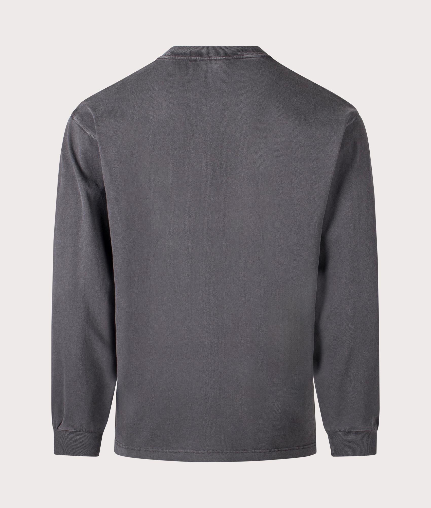 Carhartt WIP Relaxed Fit Long Sleeve Nelson T-Shirt in Graphite, 100% Cotton at EQVVS. Back shot. 