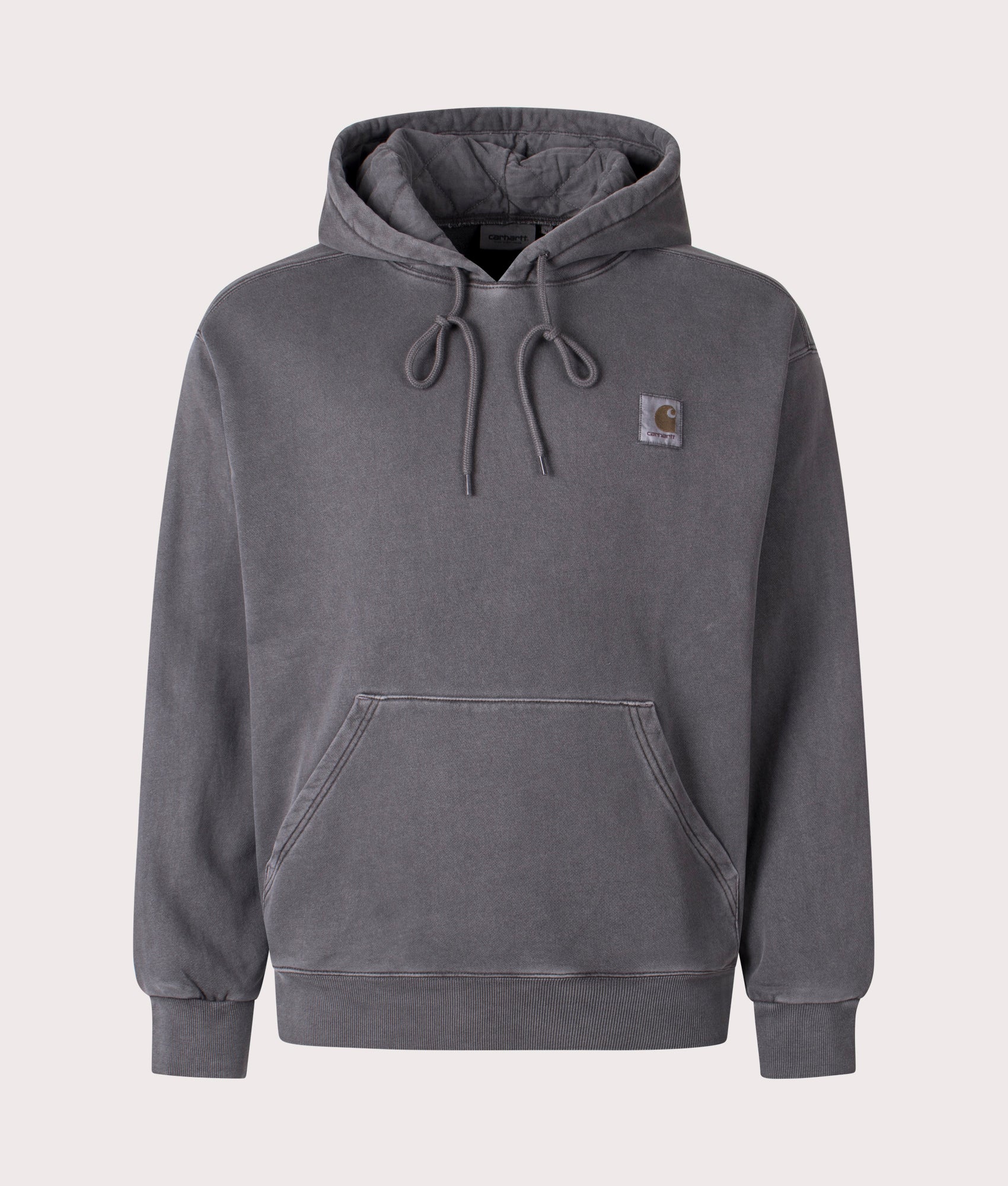 Carhartt WIP Oversized Nelson Hoodie in Graphite, 100% Cotton at EQVVS. Front shot.