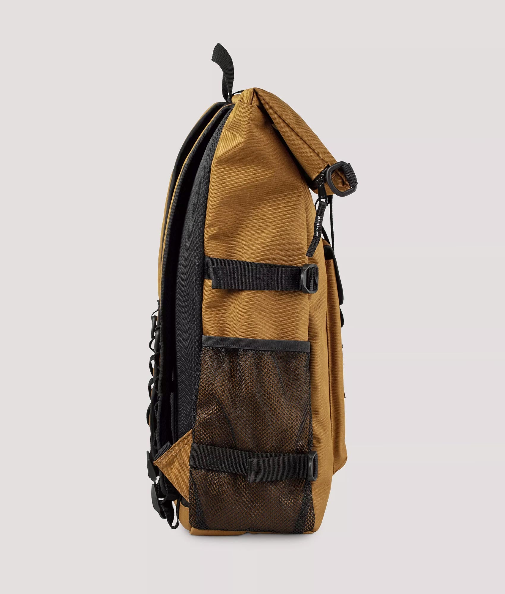 Carhartt WIP Philis Backpack in Hamilton Brown at EQVVS Menswear. Left side shot.