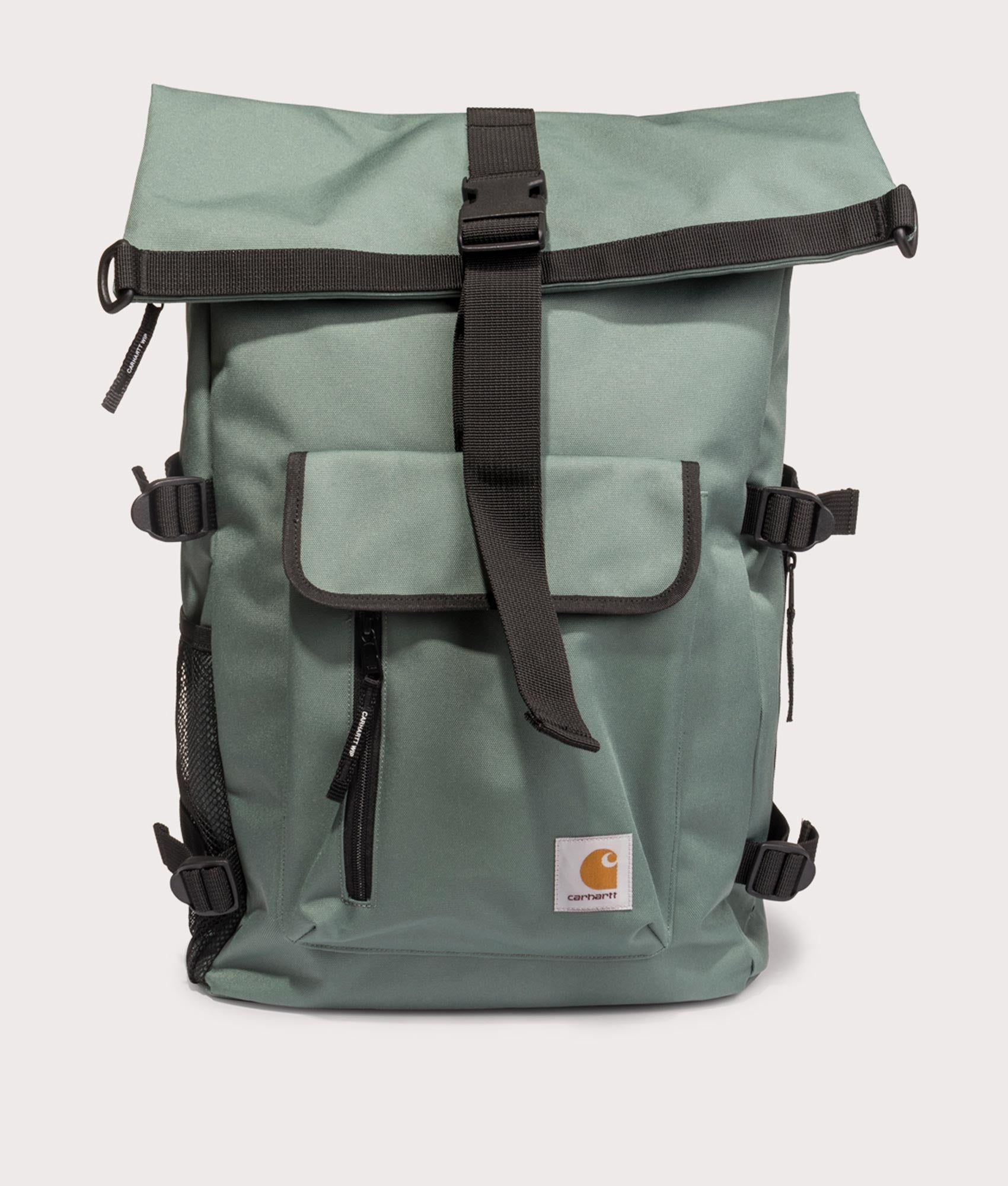 Carhartt WIP Philis Backpack in Silver Pine. Shot at EQVVS. Front shot 