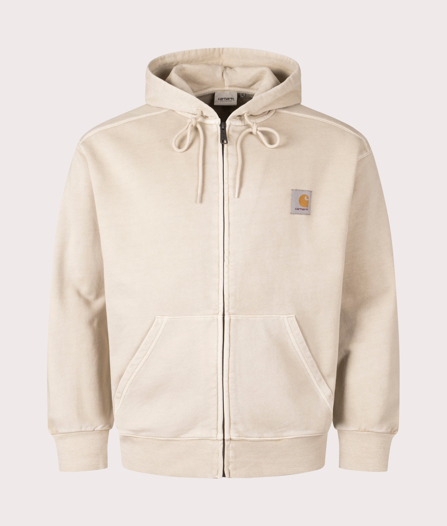 Carhartt WIP Oversized Nelson Zip-Through Hoodie in Fleur De Sel, 100% cotton at EQVVS. Front shot. 