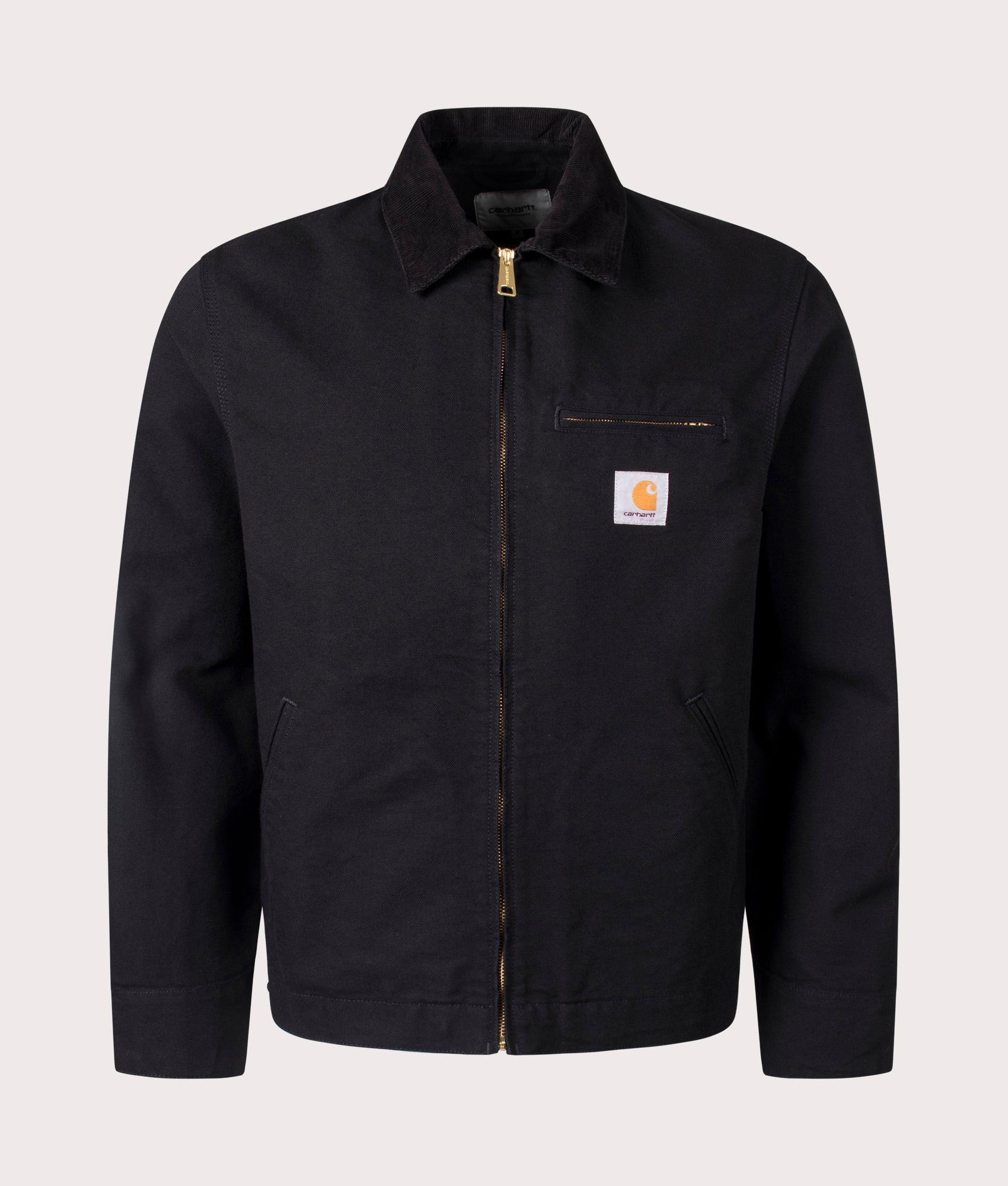 Carhartt WIP Detroit Jacket in Black at EQVVS Menswear. Front Shot.