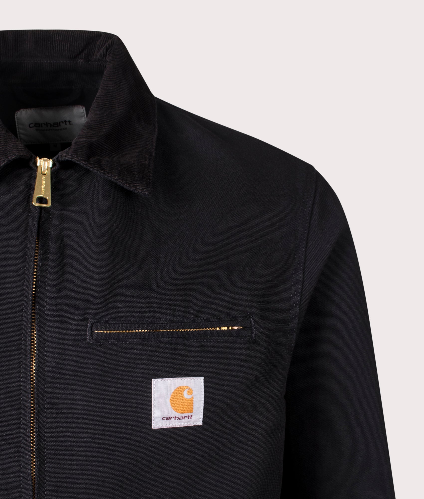 Carhartt WIP Detroit Jacket in Black at EQVVS Menswear. Detail Shot.