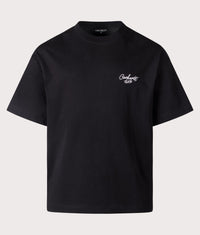 Boxy Loose Fit Signature Script T-Shirt: 0D2XX Black/White 