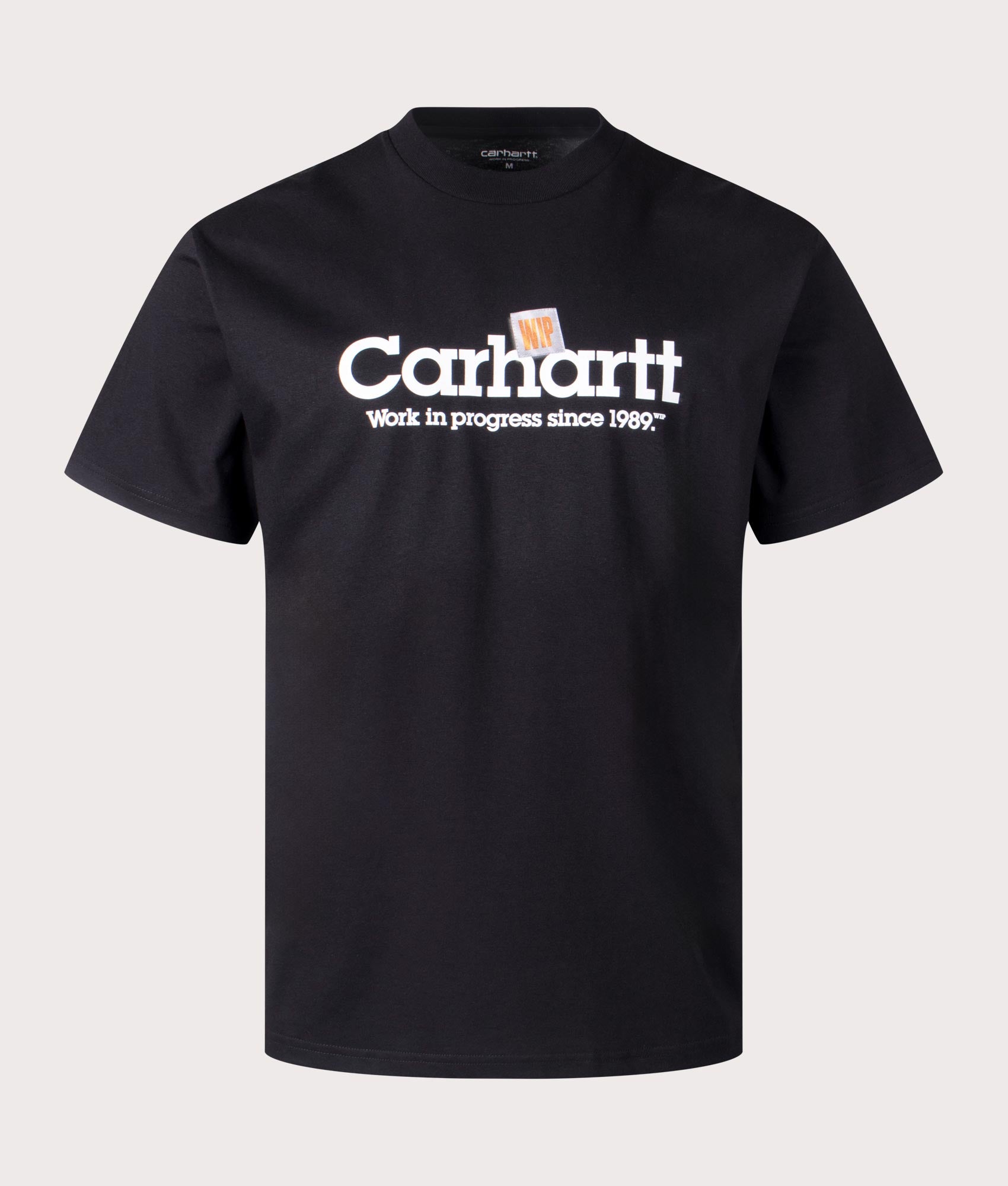 Carhartt WIP Relaxed Fit Label Script T-Shirt in Black at EQVVS Menswear Front Shot