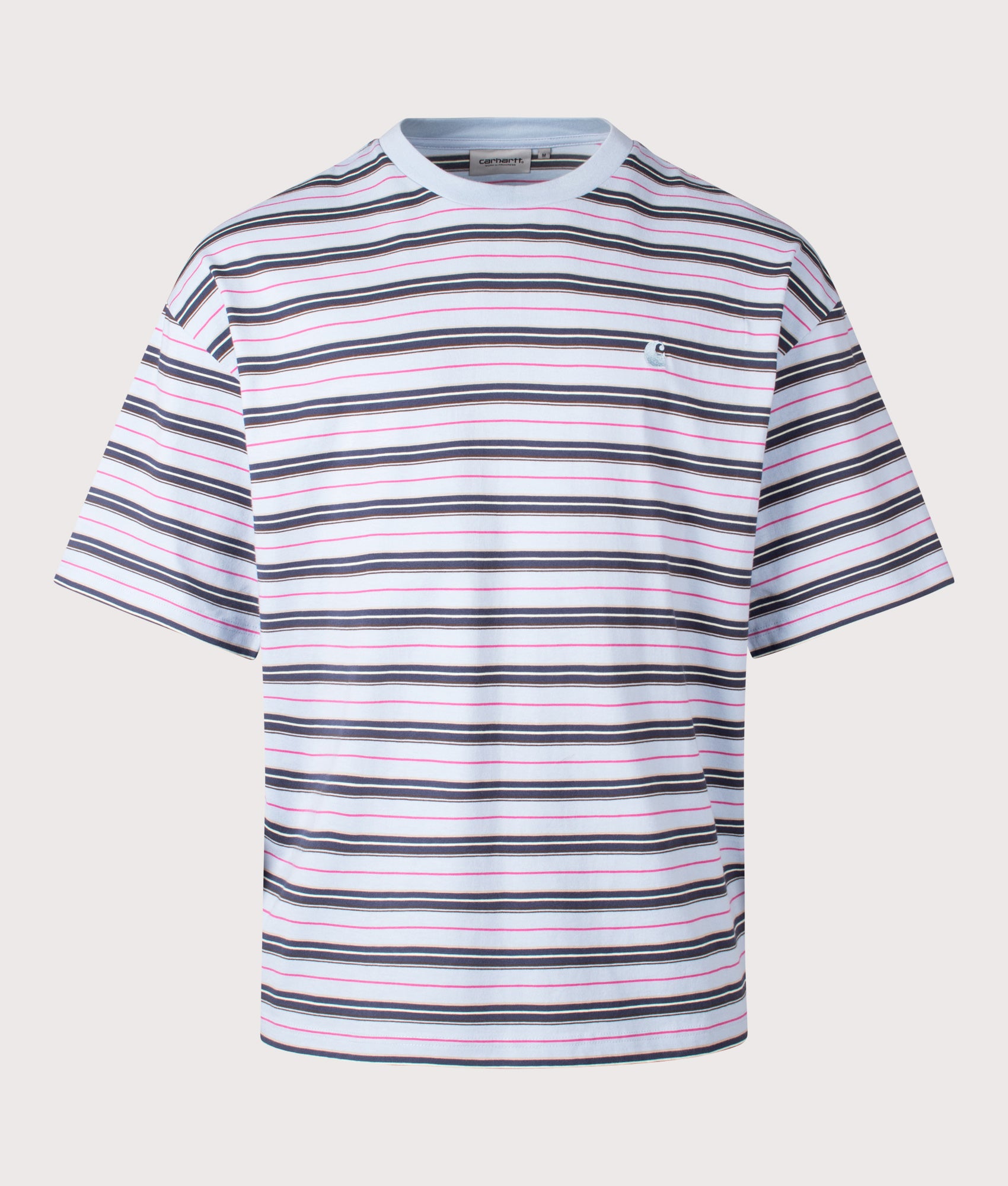 Carhartt WIP, Relaxed Fit Nathan T-Shirt, Nathan Stripe/ Air Sky, Eqvvs Menswear, front shot angle