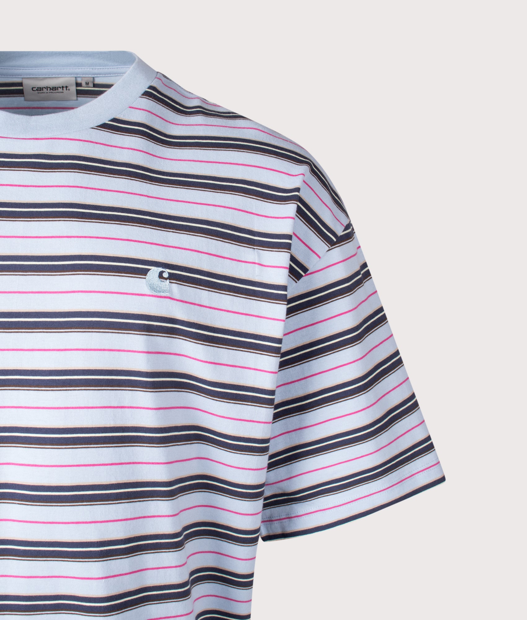 Carhartt WIP, Relaxed Fit Nathan T-Shirt, Nathan Stripe/ Air Sky, Eqvvs Menswear, detailed shot angle