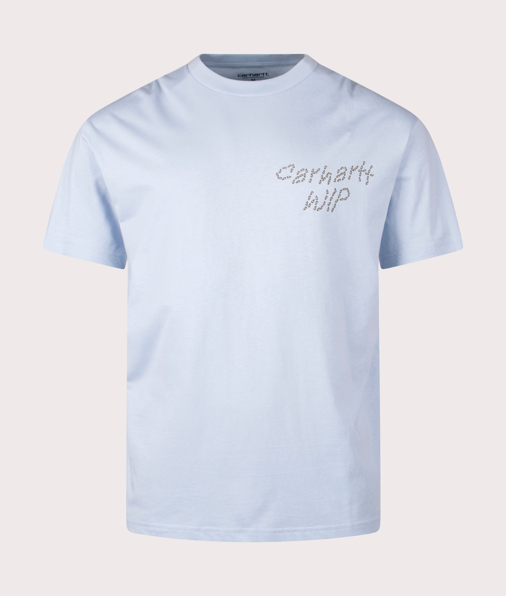 Carhartt WIP Relaxed Fit Sunflower T-Shirt in Air Sky, 100% cotton at EQVVS. Front shot. 