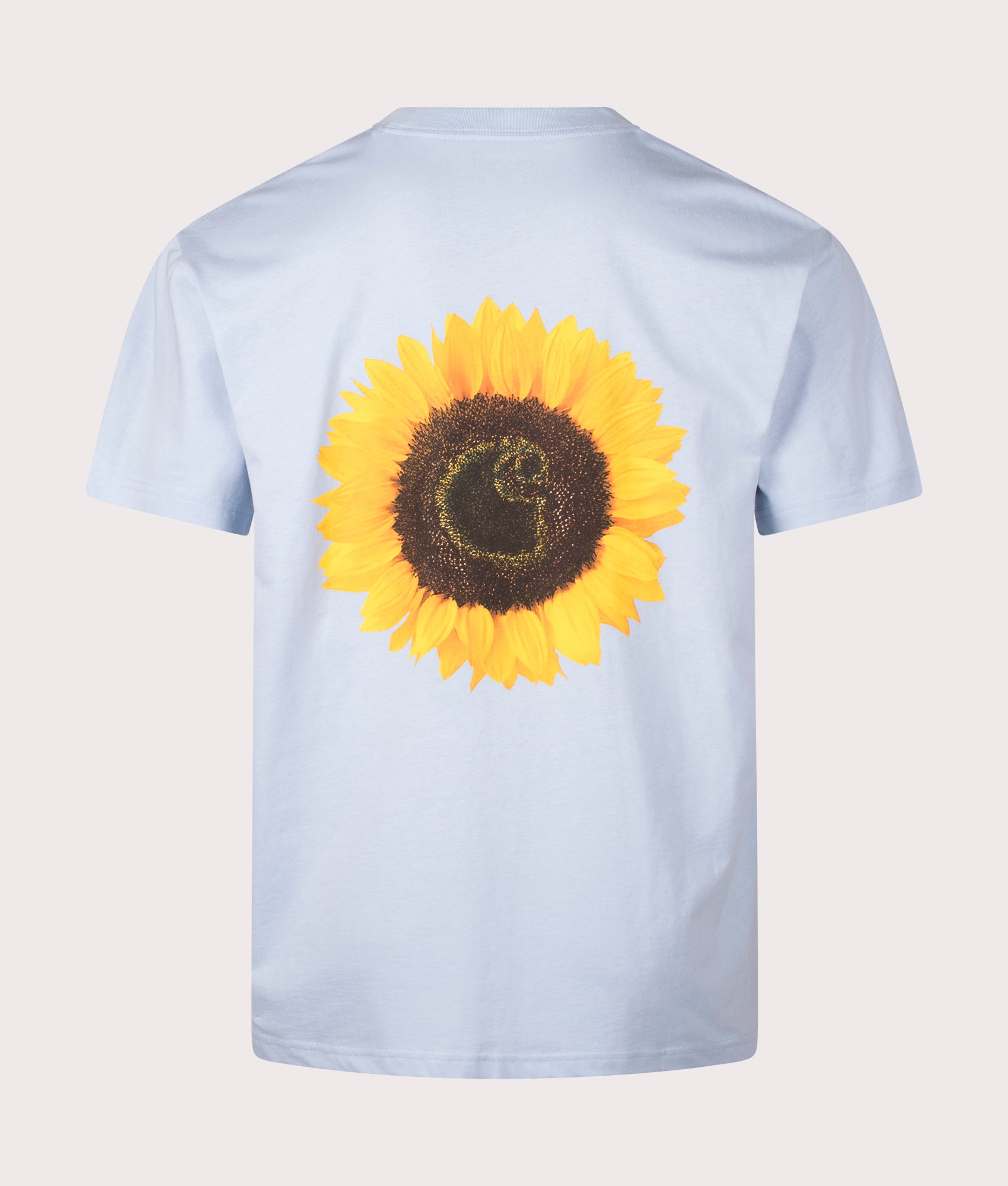 Carhartt WIP Relaxed Fit Sunflower T-Shirt in Air Sky, 100% cotton at EQVVS. Back shot. 