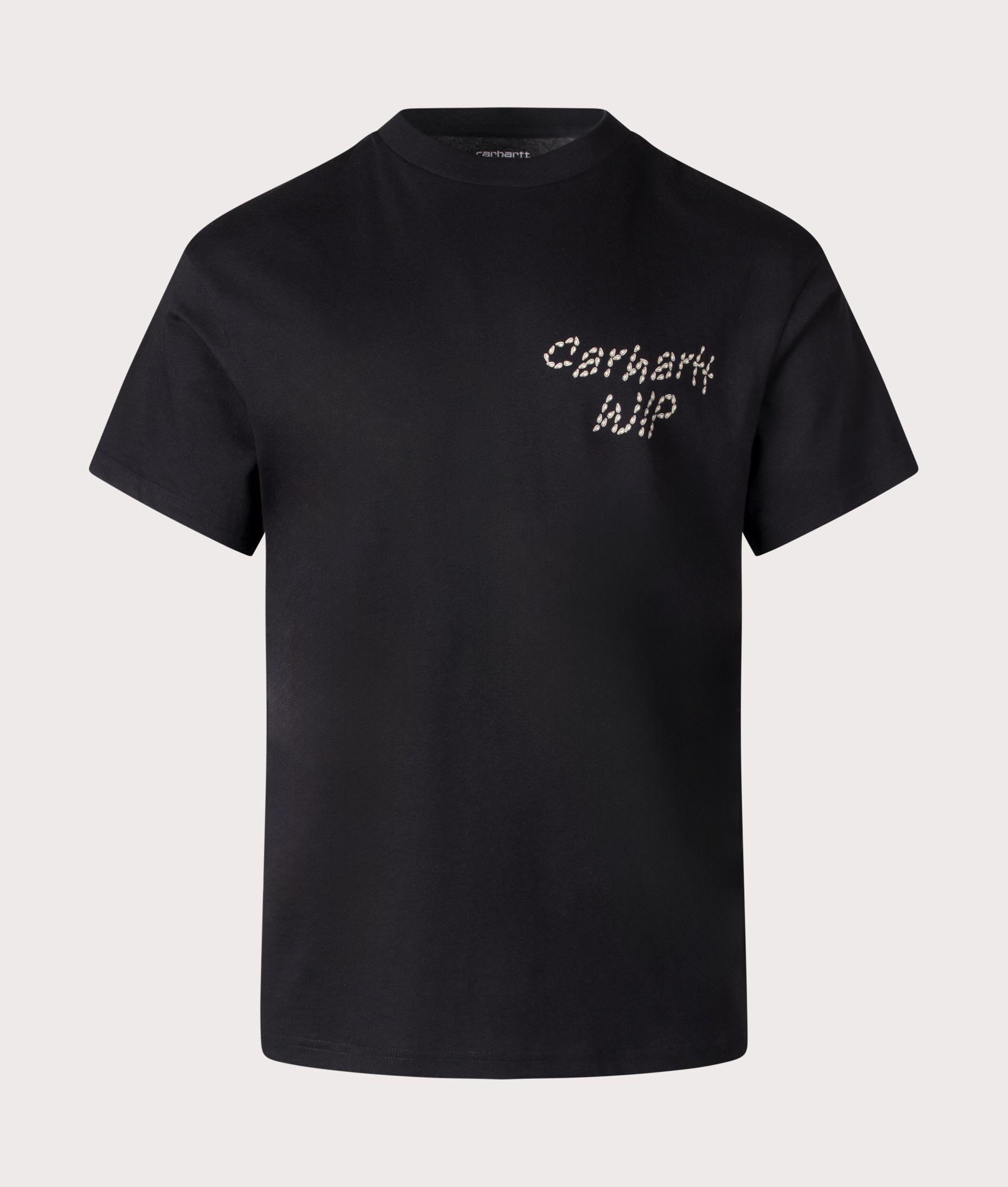 Carhartt WIP Relaxed Fit Sunflower T-Shirt in Black, 100% cotton at EQVVS. Front shot. 