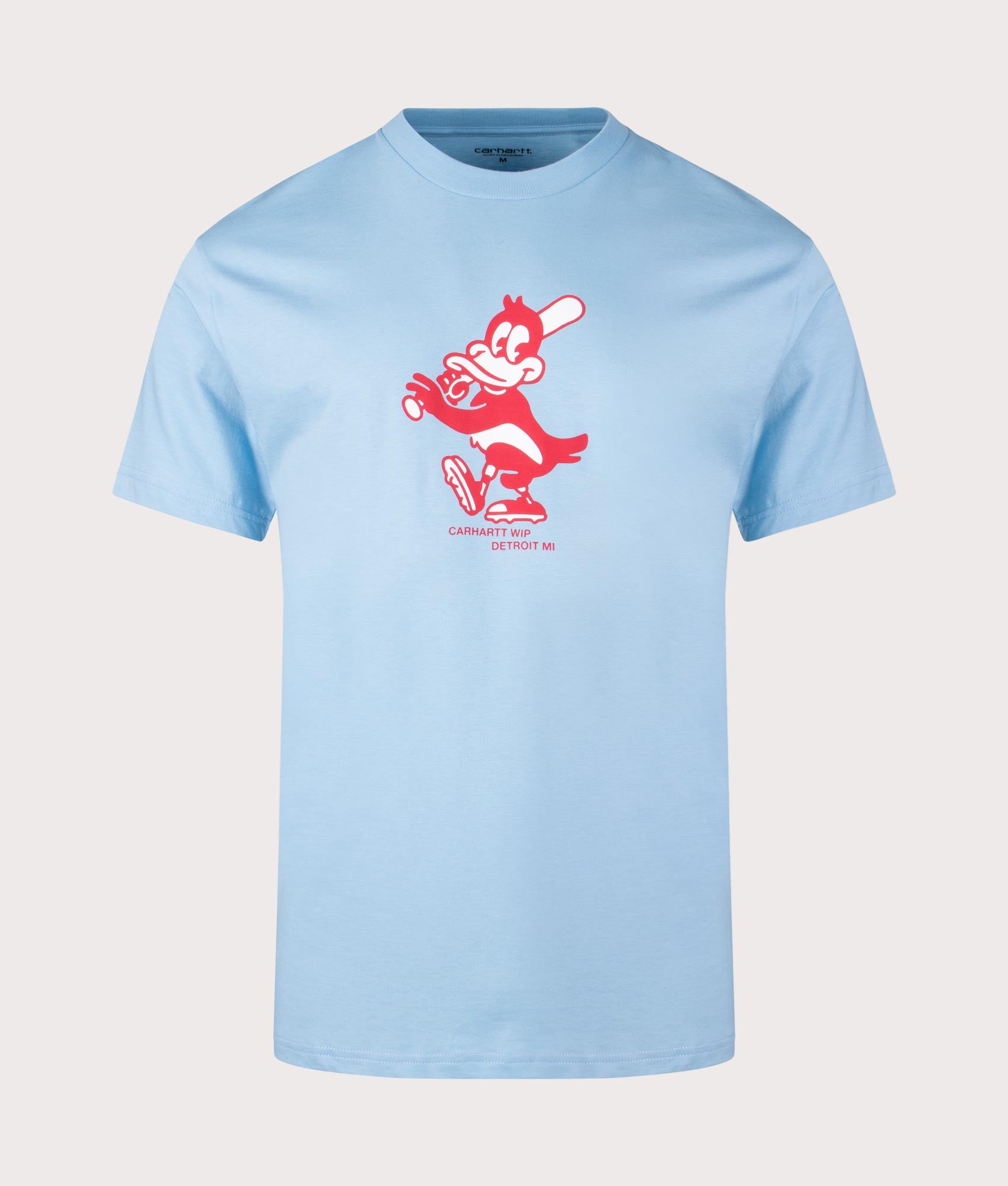 Carhartt WIP Relaxed Fit Home Run T-Shirt in Bluebird, 100% cotton at EQVVS. Front shot. 
