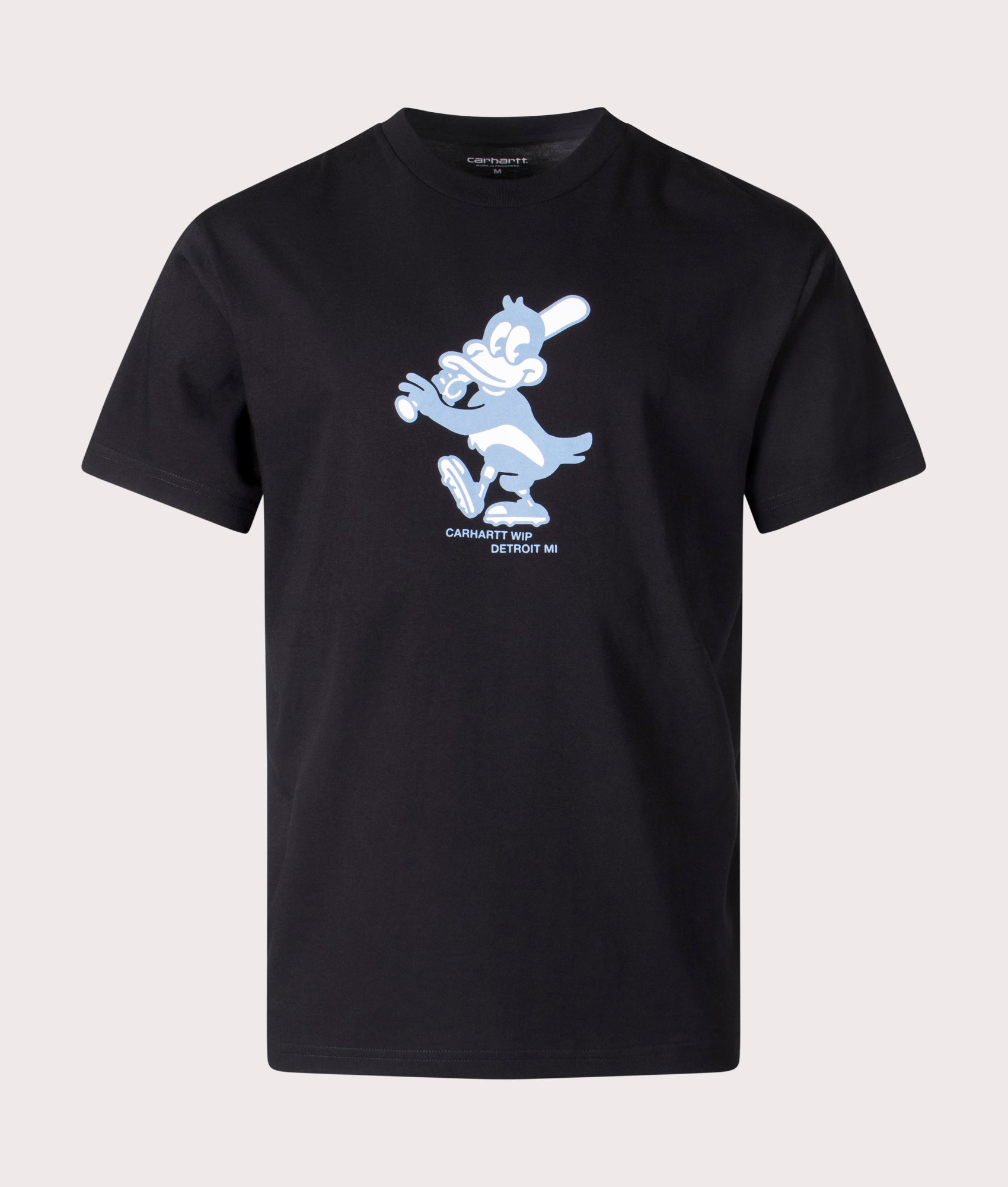Carhartt WIP Relaxed Fit Home Run T-Shirt in Black, 100% cotton at EQVVS. Front shot.