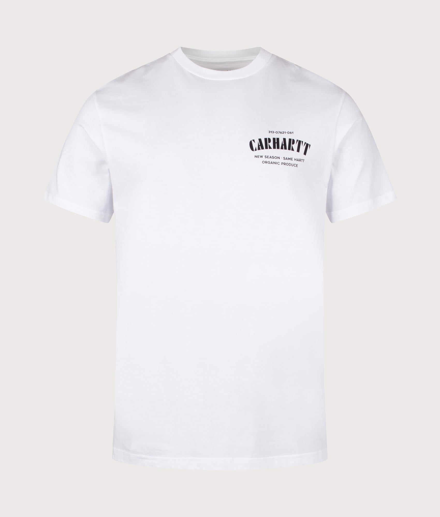 Carhartt WIP, Catalogue C Logo T-Shirt, white, Eqvvs Menswear, front shot angle